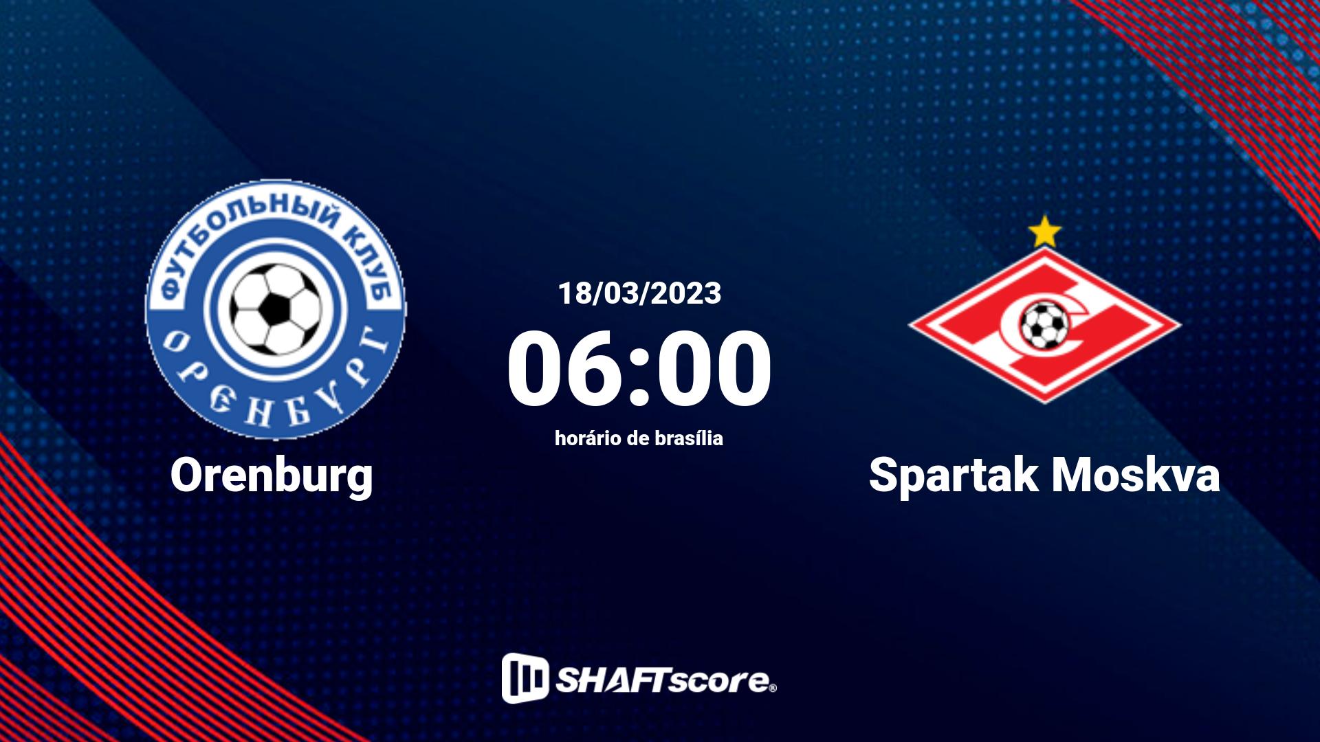 Estatísticas do jogo Orenburg vs Spartak Moskva 18.03 06:00