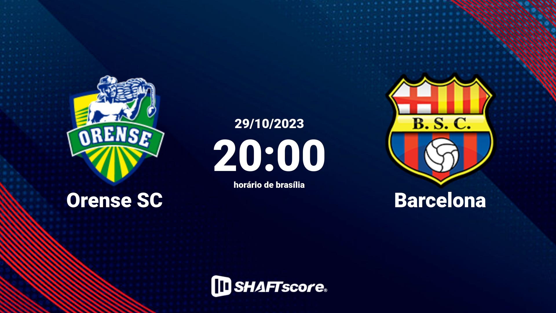 Estatísticas do jogo Orense SC vs Barcelona 29.10 20:00