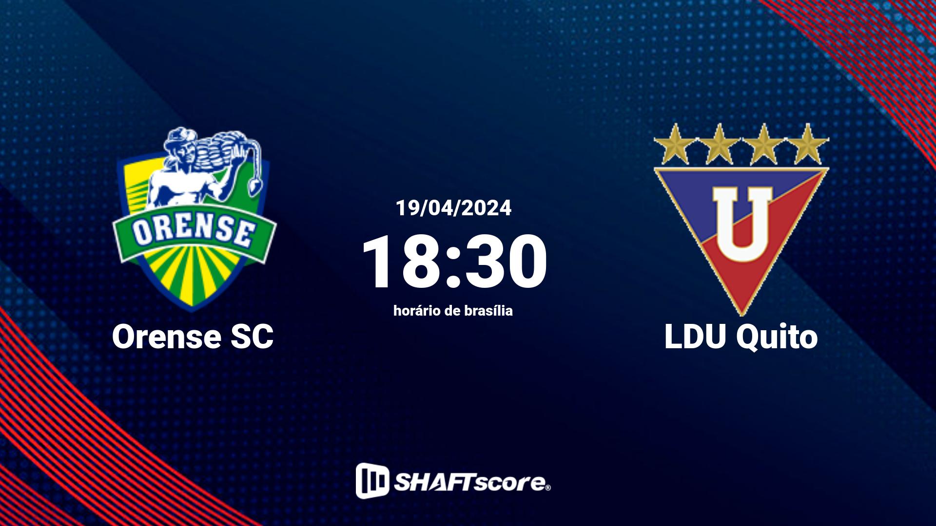 Estatísticas do jogo Orense SC vs LDU Quito 19.04 18:30