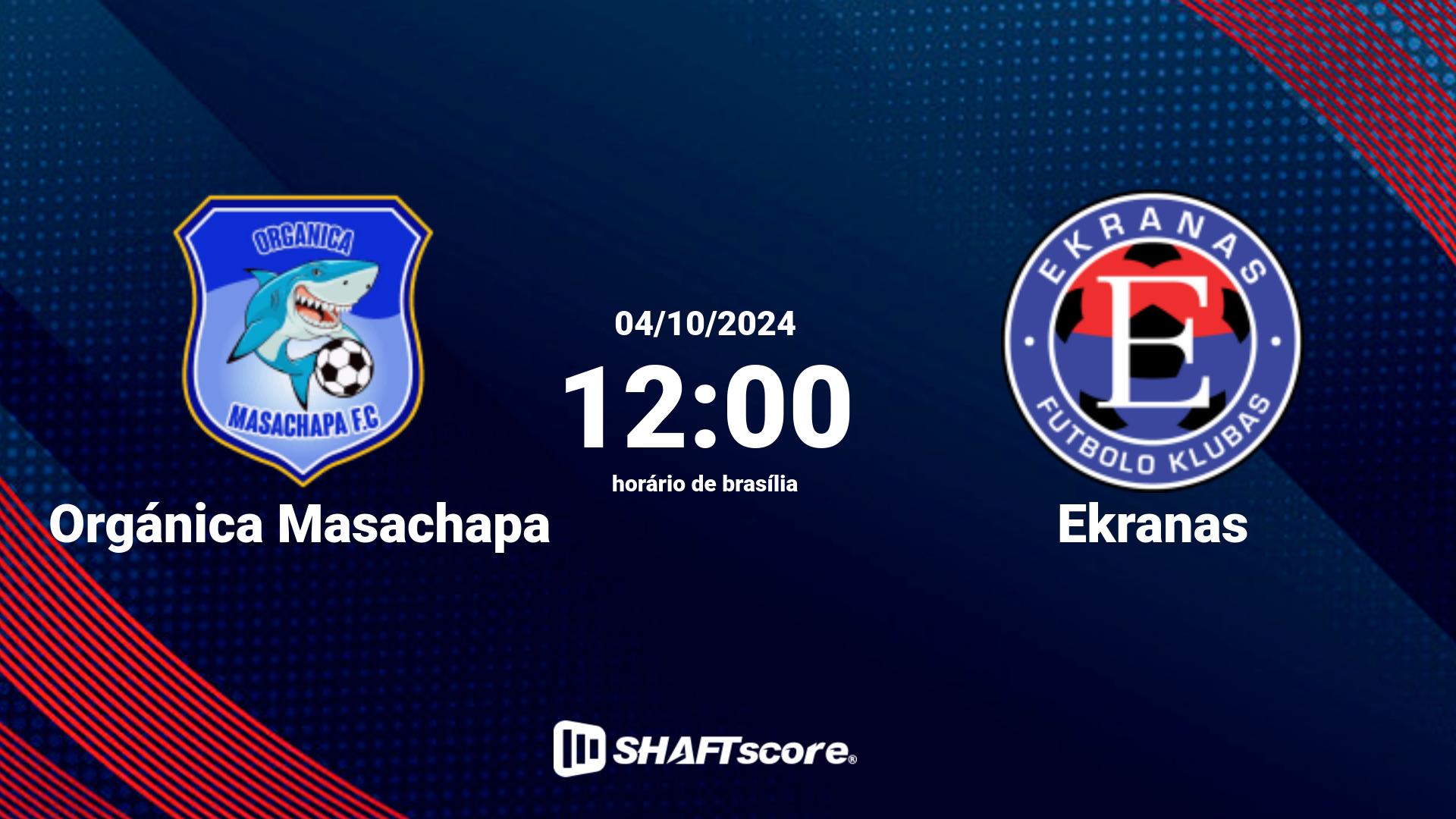 Estatísticas do jogo Orgánica Masachapa vs Ekranas 04.10 12:00