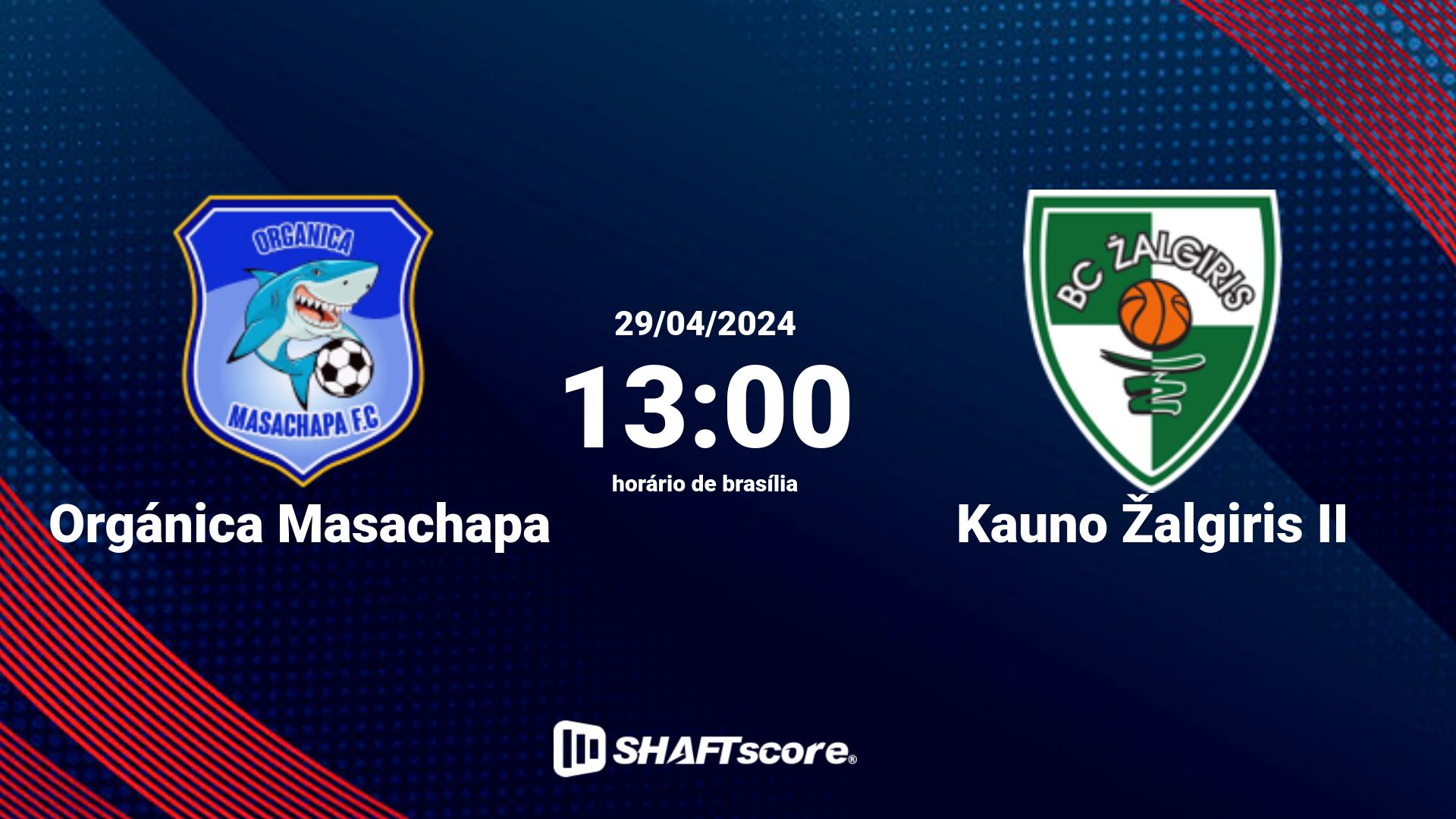 Estatísticas do jogo Orgánica Masachapa vs Kauno Žalgiris II 29.04 13:00