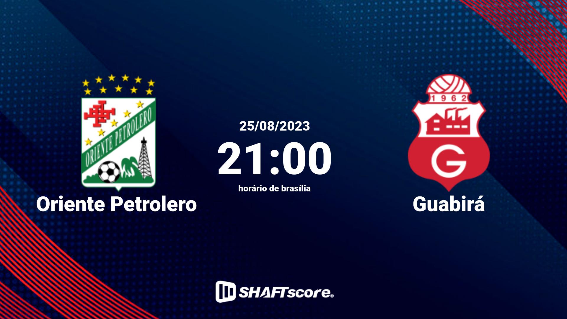 Estatísticas do jogo Oriente Petrolero vs Guabirá 25.08 21:00