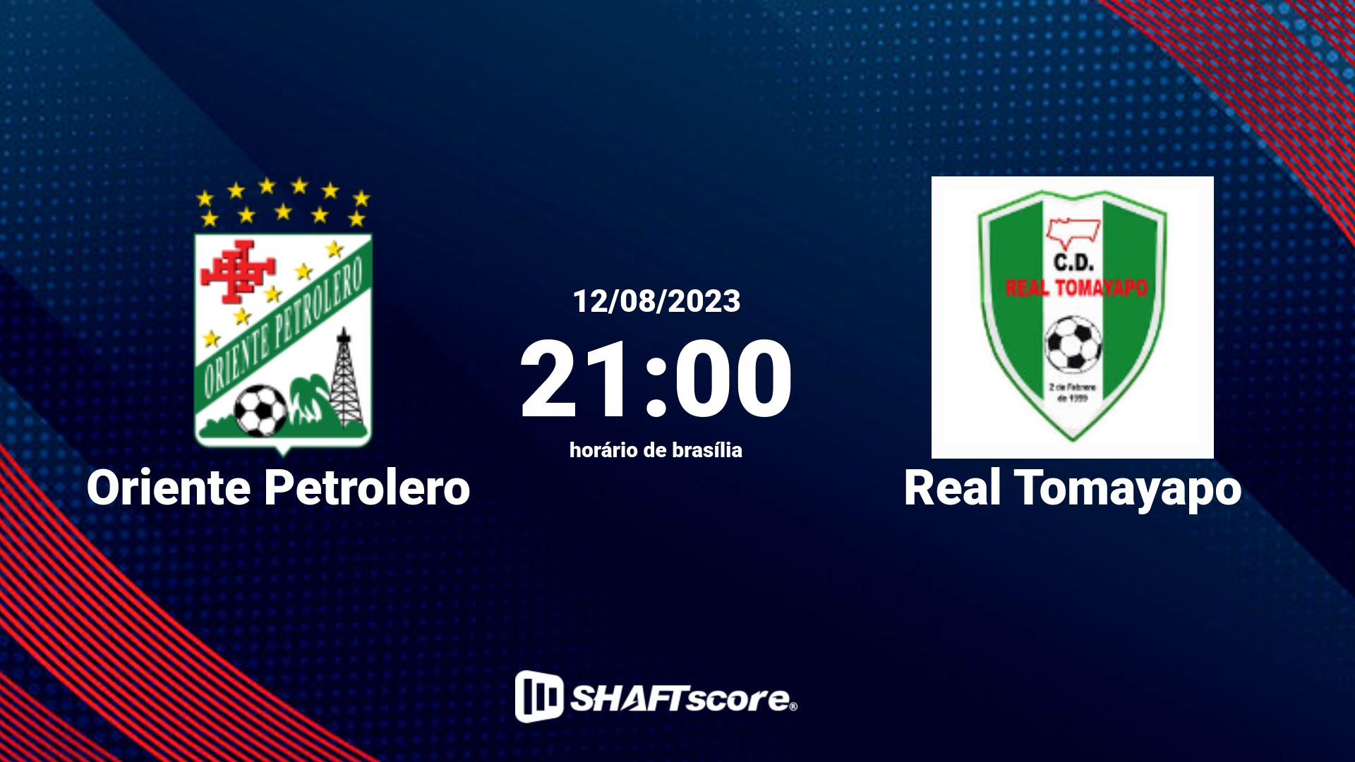 Estatísticas do jogo Oriente Petrolero vs Real Tomayapo 12.08 21:00