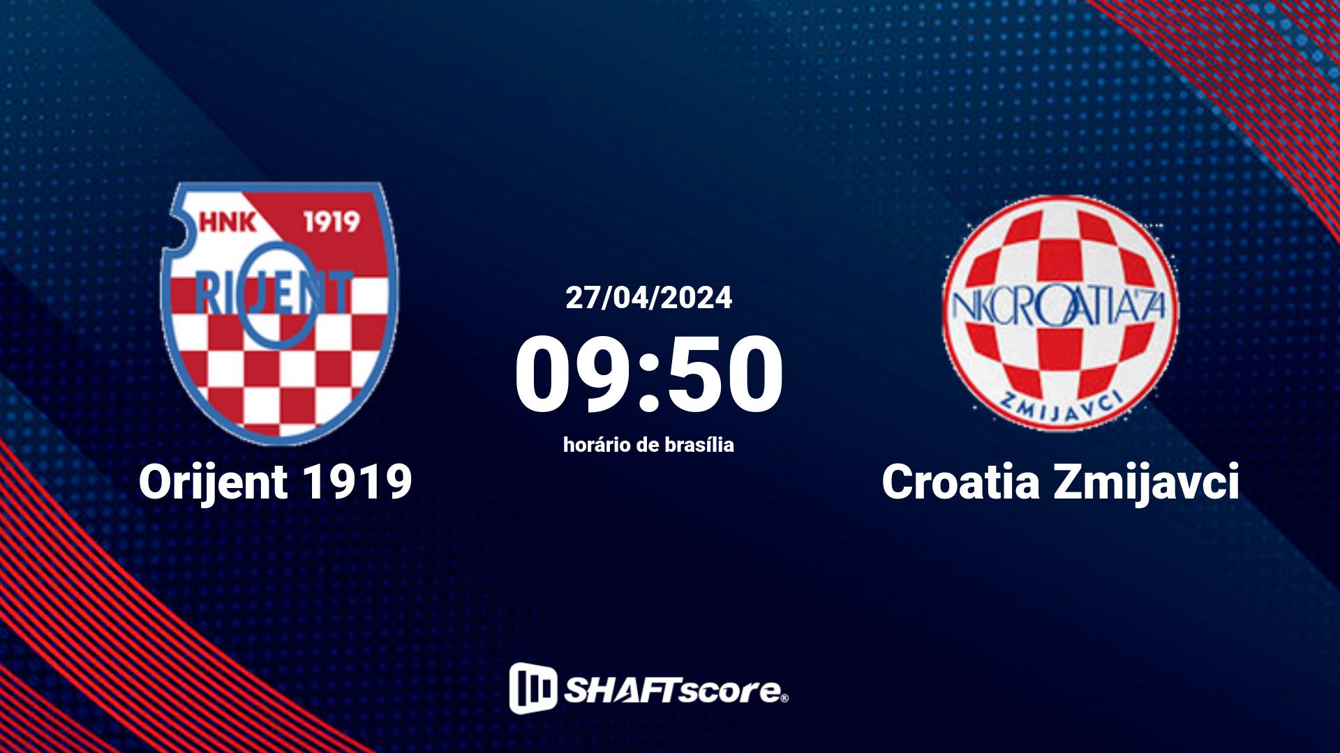 Estatísticas do jogo Orijent 1919 vs Croatia Zmijavci 27.04 09:50