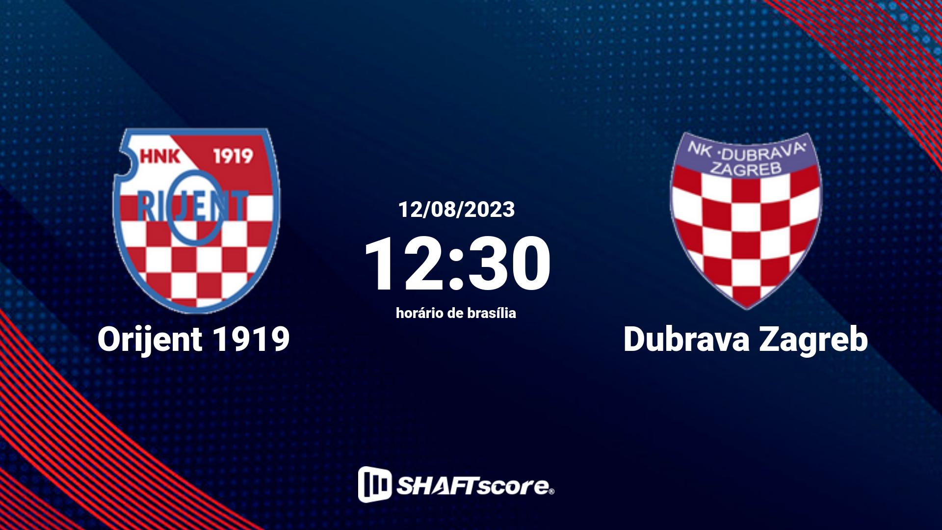 Estatísticas do jogo Orijent 1919 vs Dubrava Zagreb 12.08 12:30