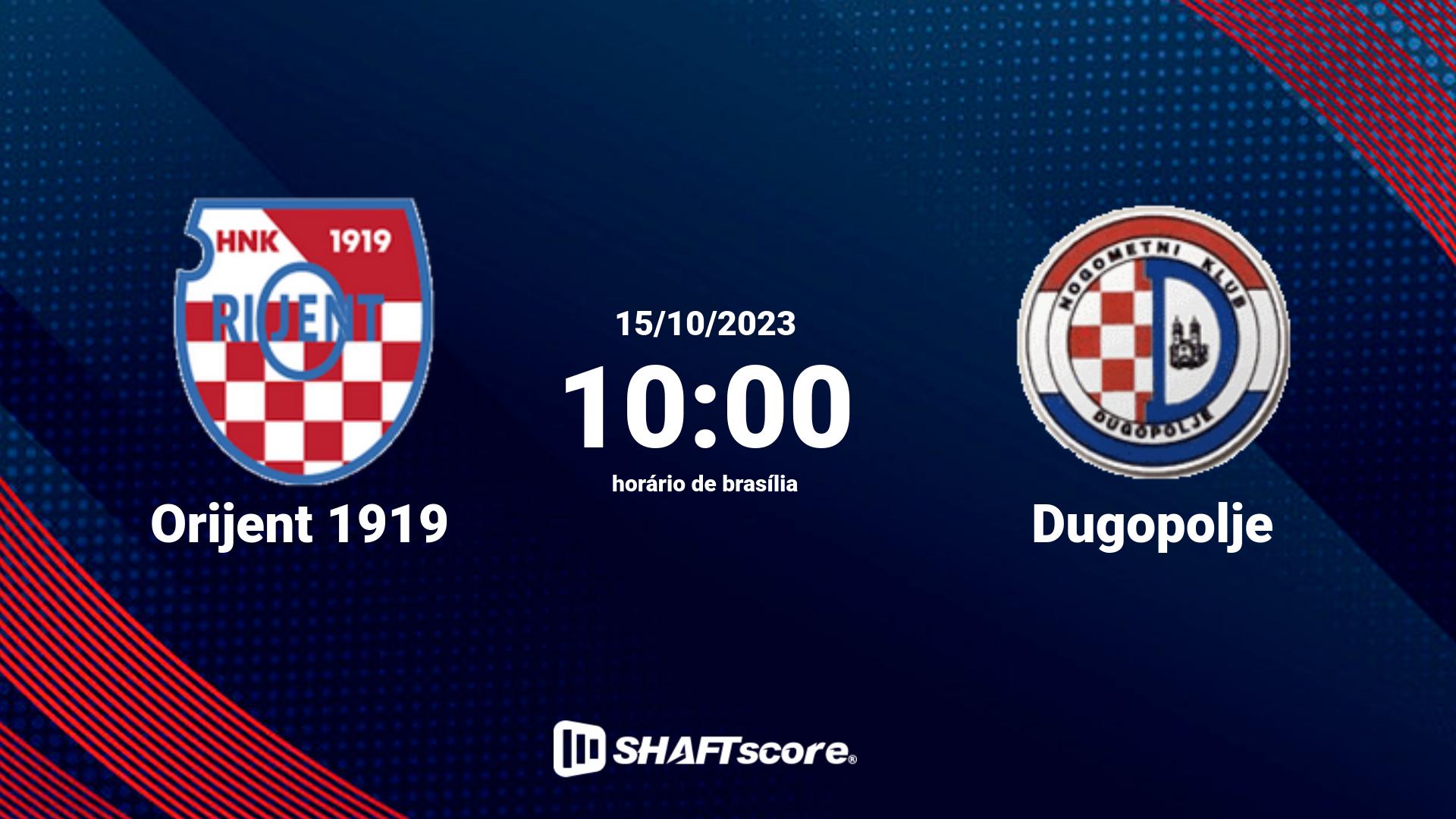 Estatísticas do jogo Orijent 1919 vs Dugopolje 15.10 10:00