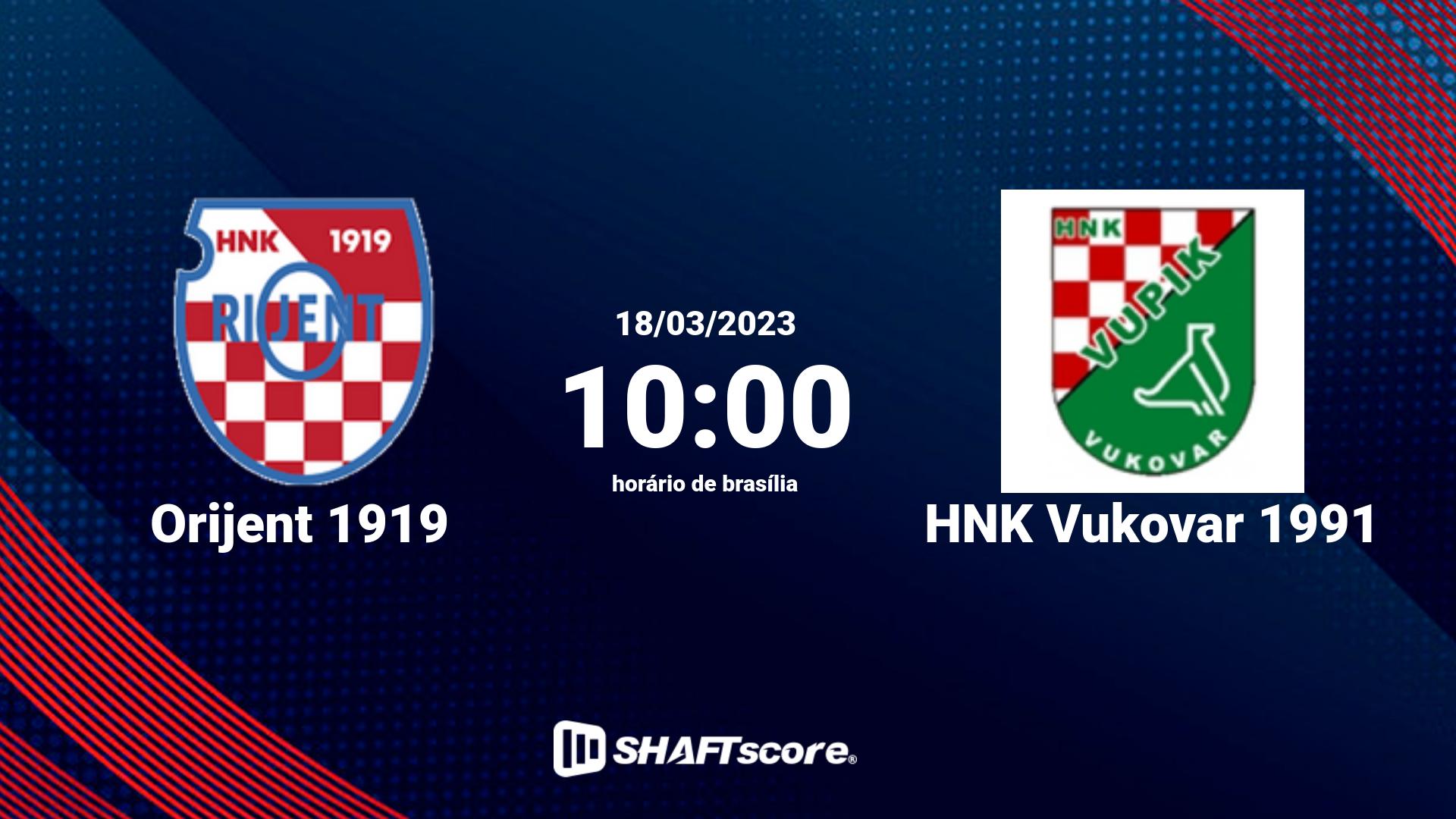 Estatísticas do jogo Orijent 1919 vs HNK Vukovar 1991 18.03 10:00