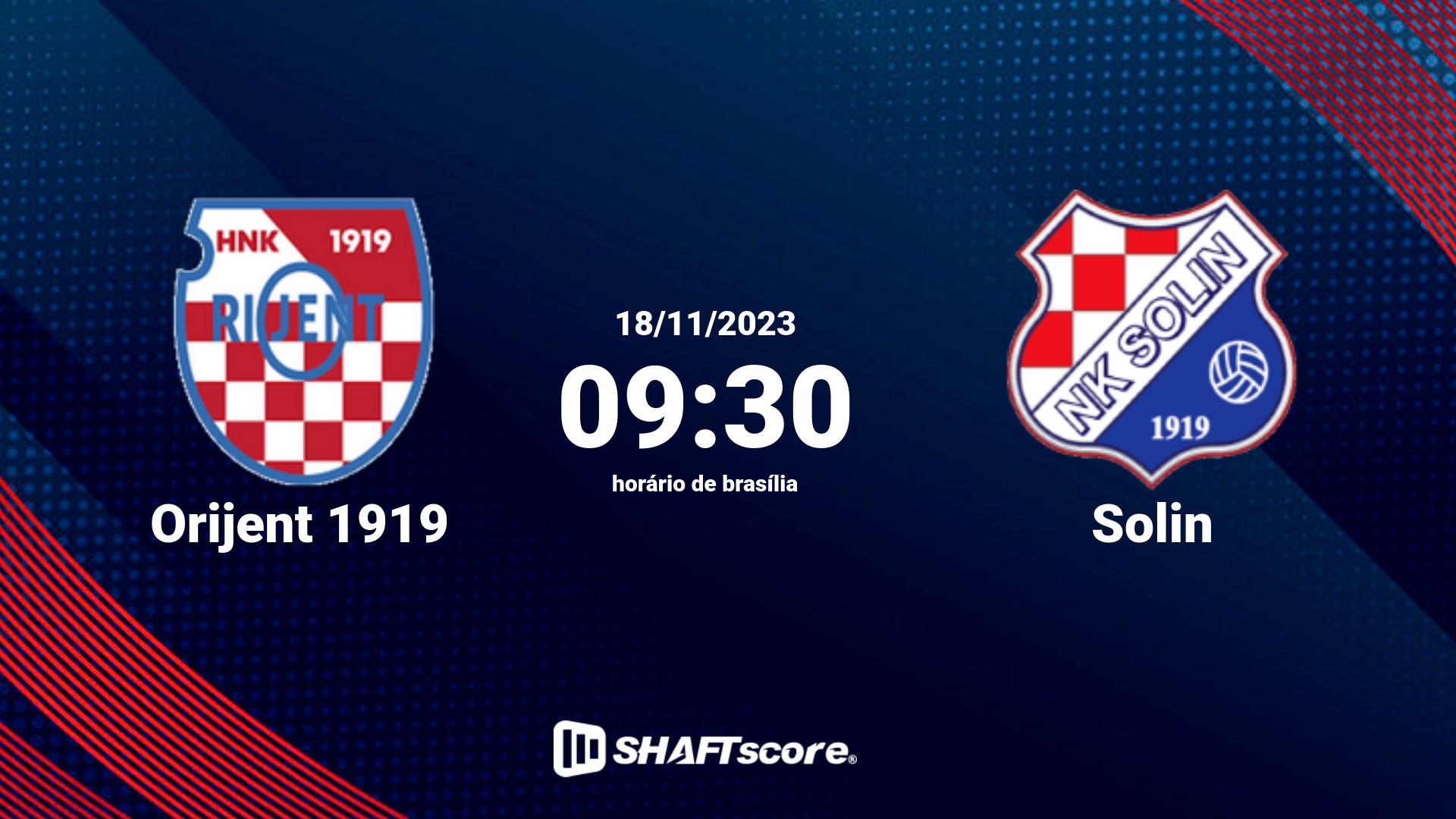 Estatísticas do jogo Orijent 1919 vs Solin 18.11 09:30