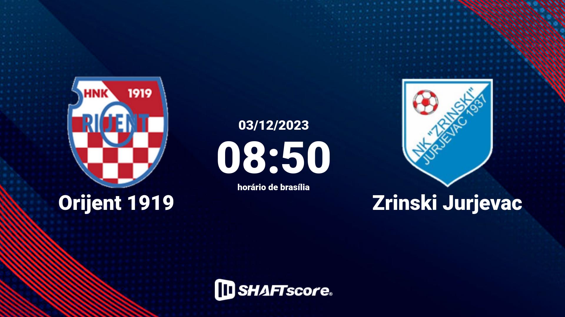 Estatísticas do jogo Orijent 1919 vs Zrinski Jurjevac 03.12 08:50