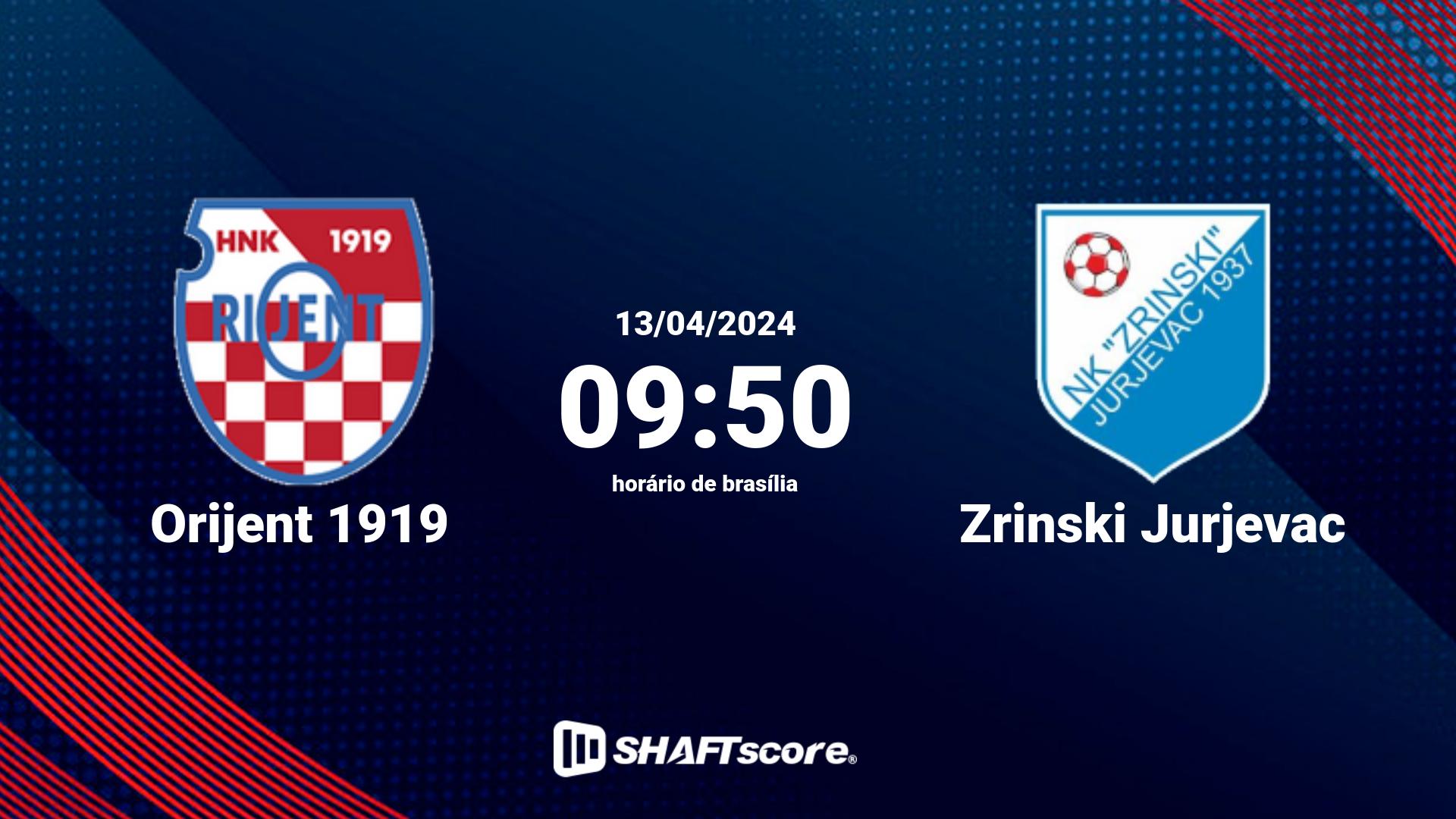 Estatísticas do jogo Orijent 1919 vs Zrinski Jurjevac 13.04 09:50