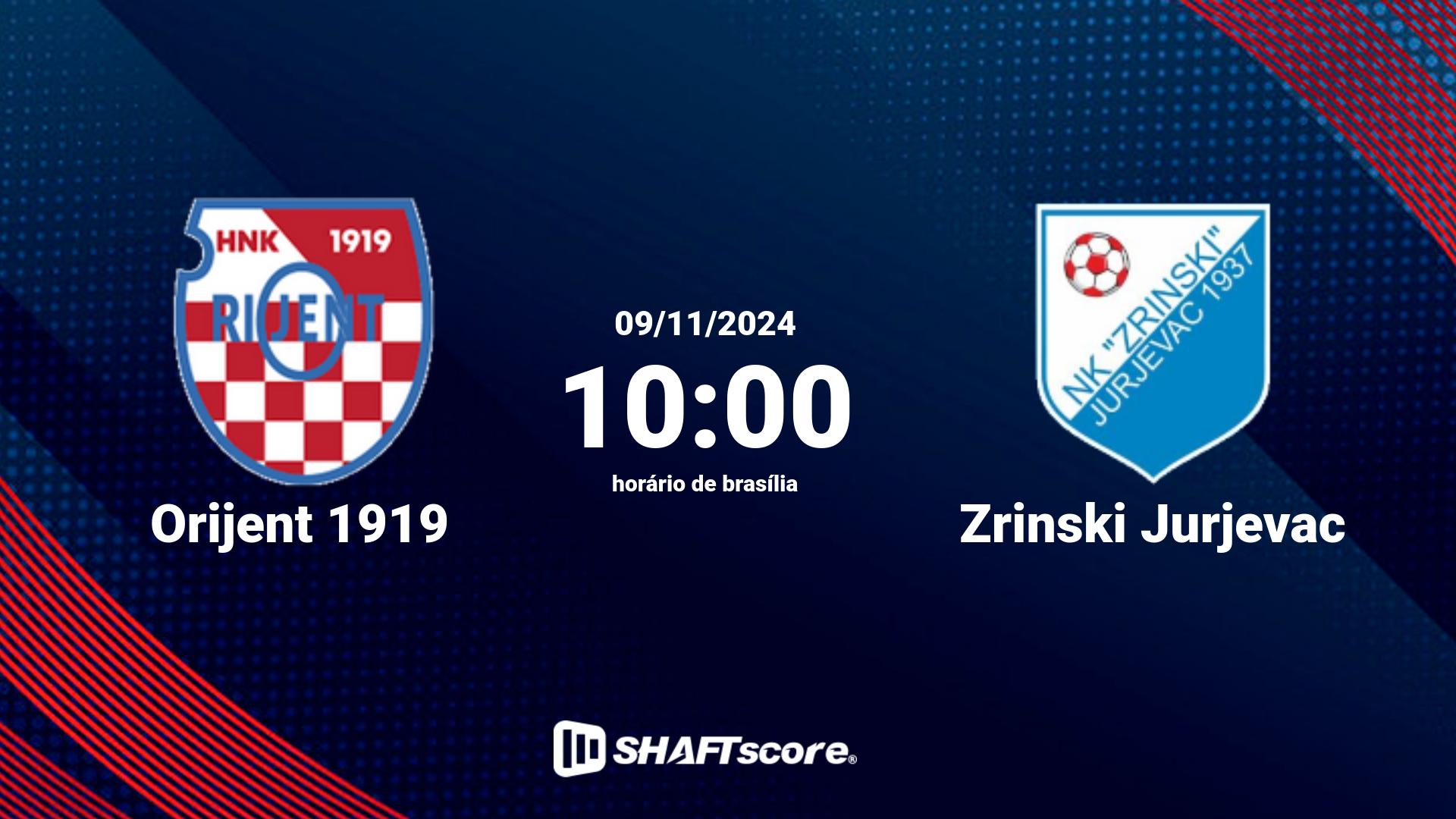 Estatísticas do jogo Orijent 1919 vs Zrinski Jurjevac 09.11 10:00