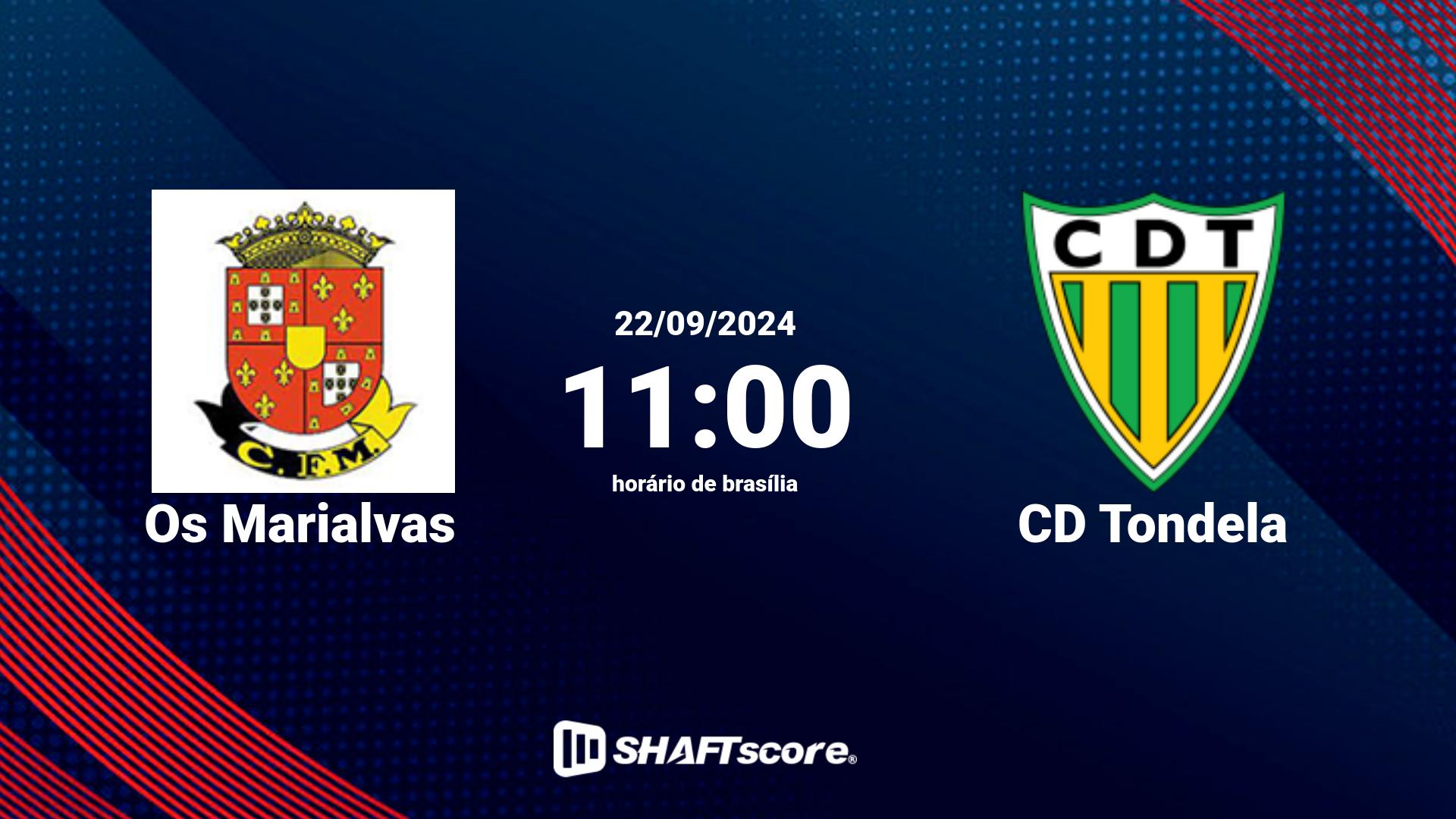 Estatísticas do jogo Os Marialvas vs CD Tondela 22.09 11:00