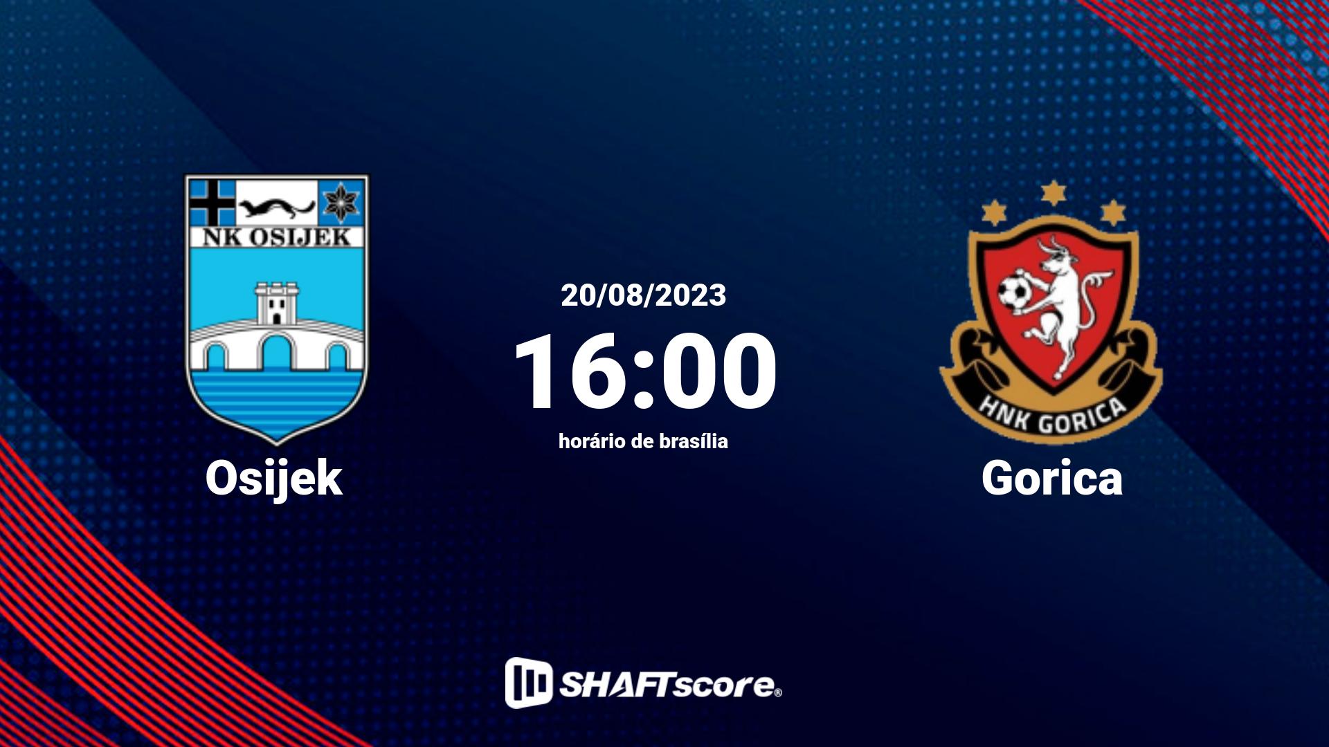 Estatísticas do jogo Osijek vs Gorica 20.08 16:00