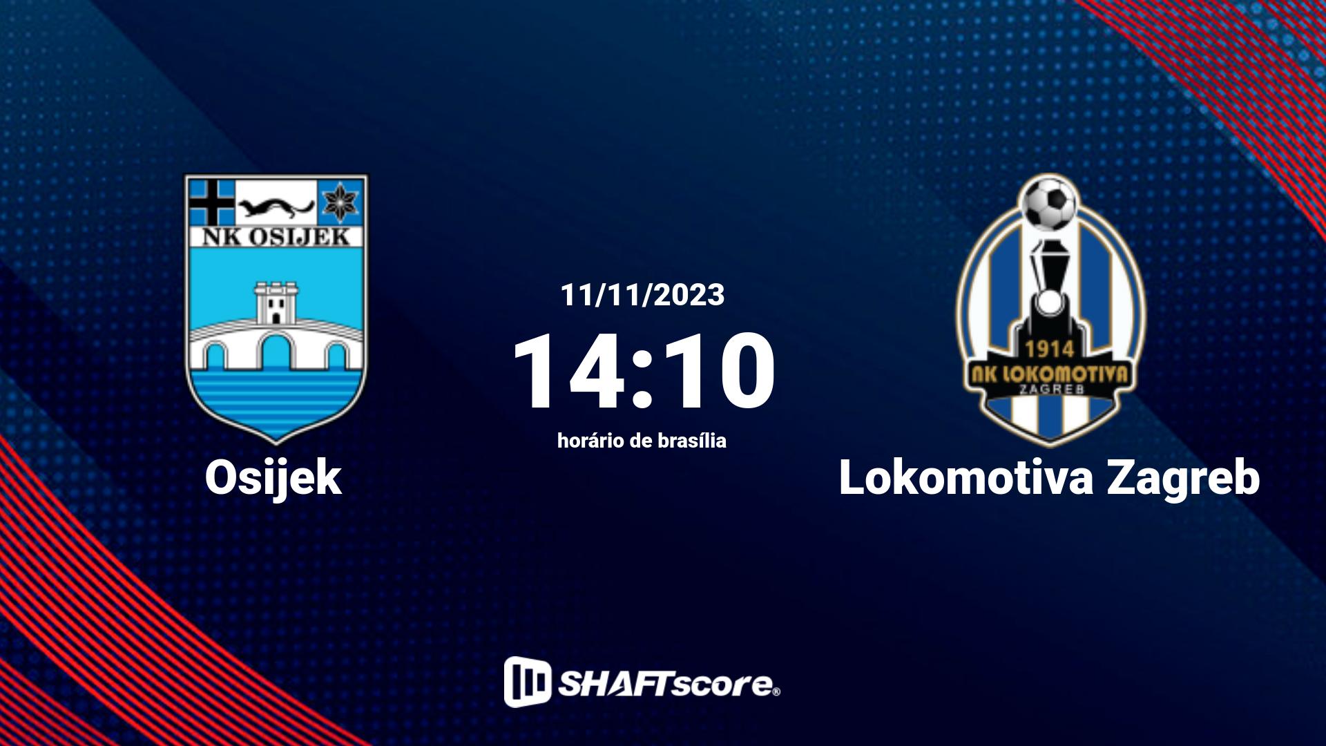 Estatísticas do jogo Osijek vs Lokomotiva Zagreb 11.11 14:10