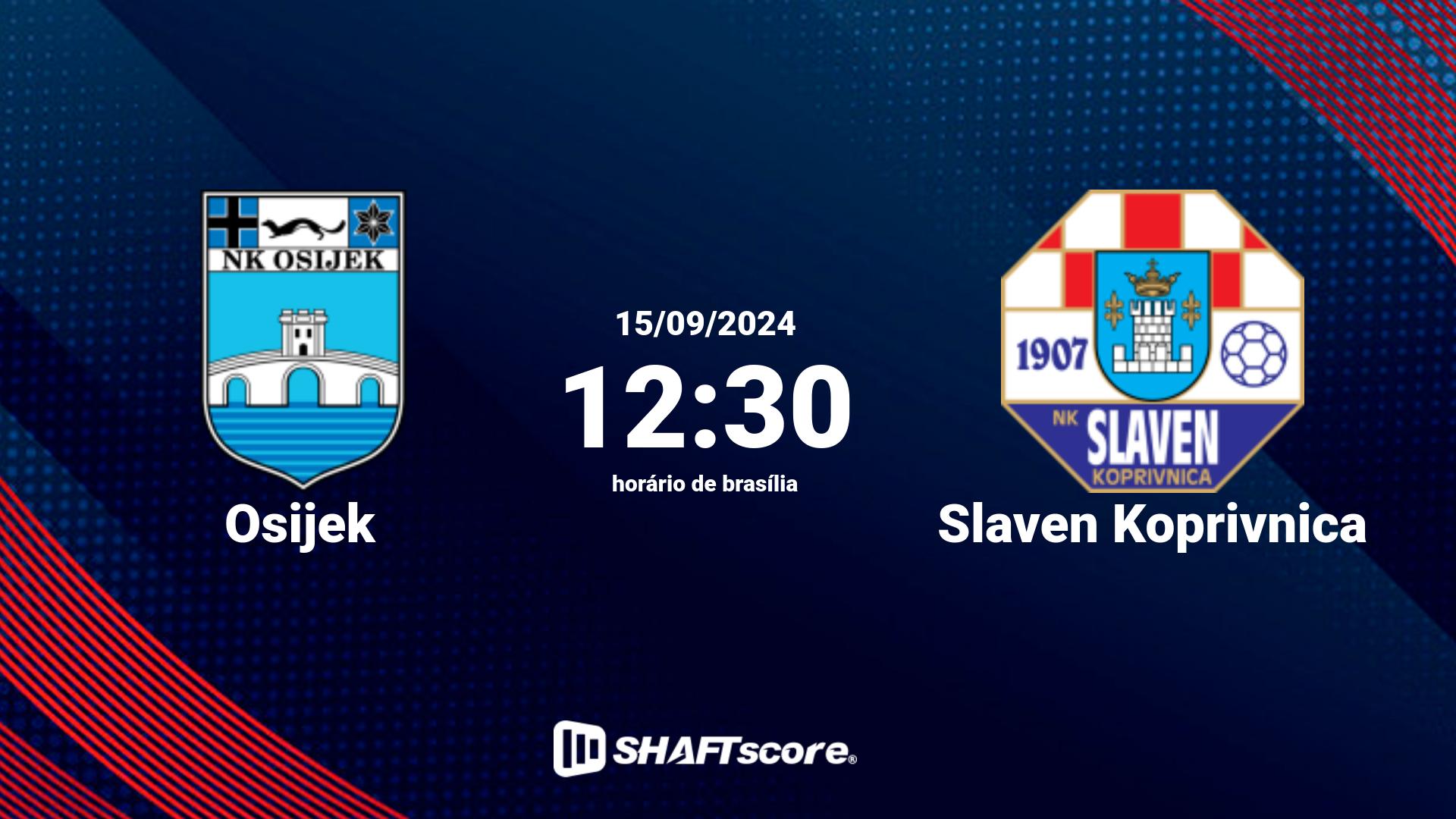 Estatísticas do jogo Osijek vs Slaven Koprivnica 15.09 12:30