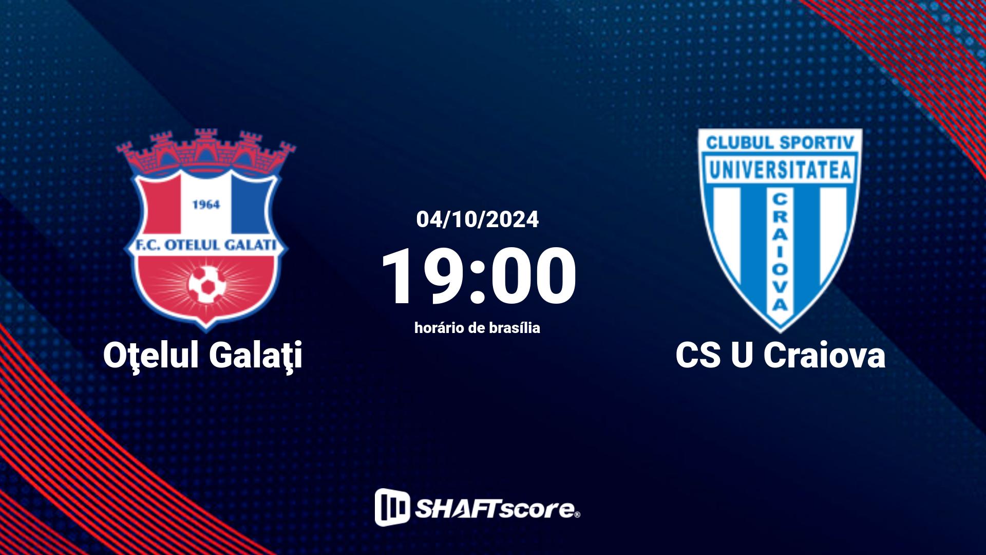 Estatísticas do jogo Oţelul Galaţi vs CS U Craiova 05.10 15:30