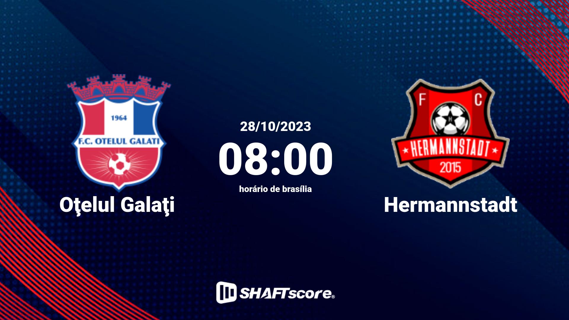 Estatísticas do jogo Oţelul Galaţi vs Hermannstadt 28.10 08:00