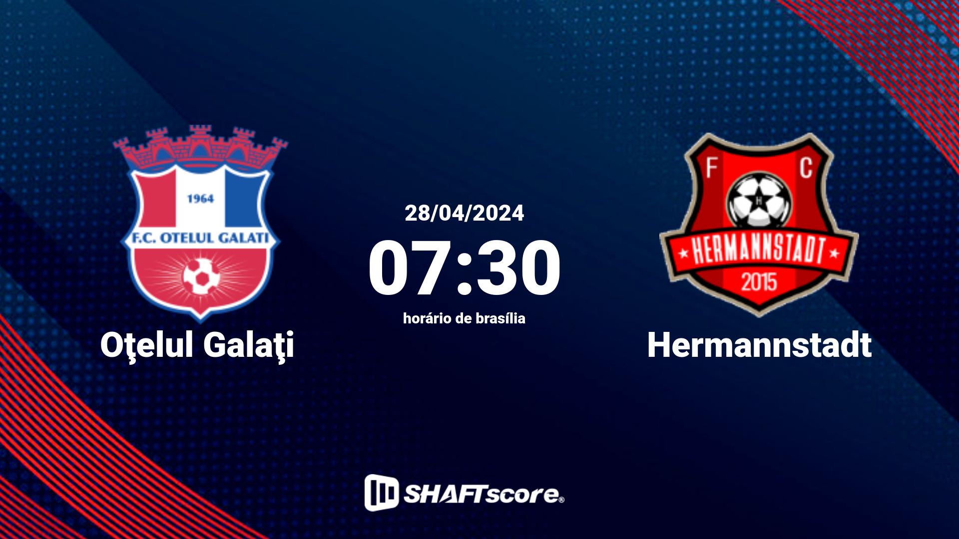 Estatísticas do jogo Oţelul Galaţi vs Hermannstadt 28.04 07:30