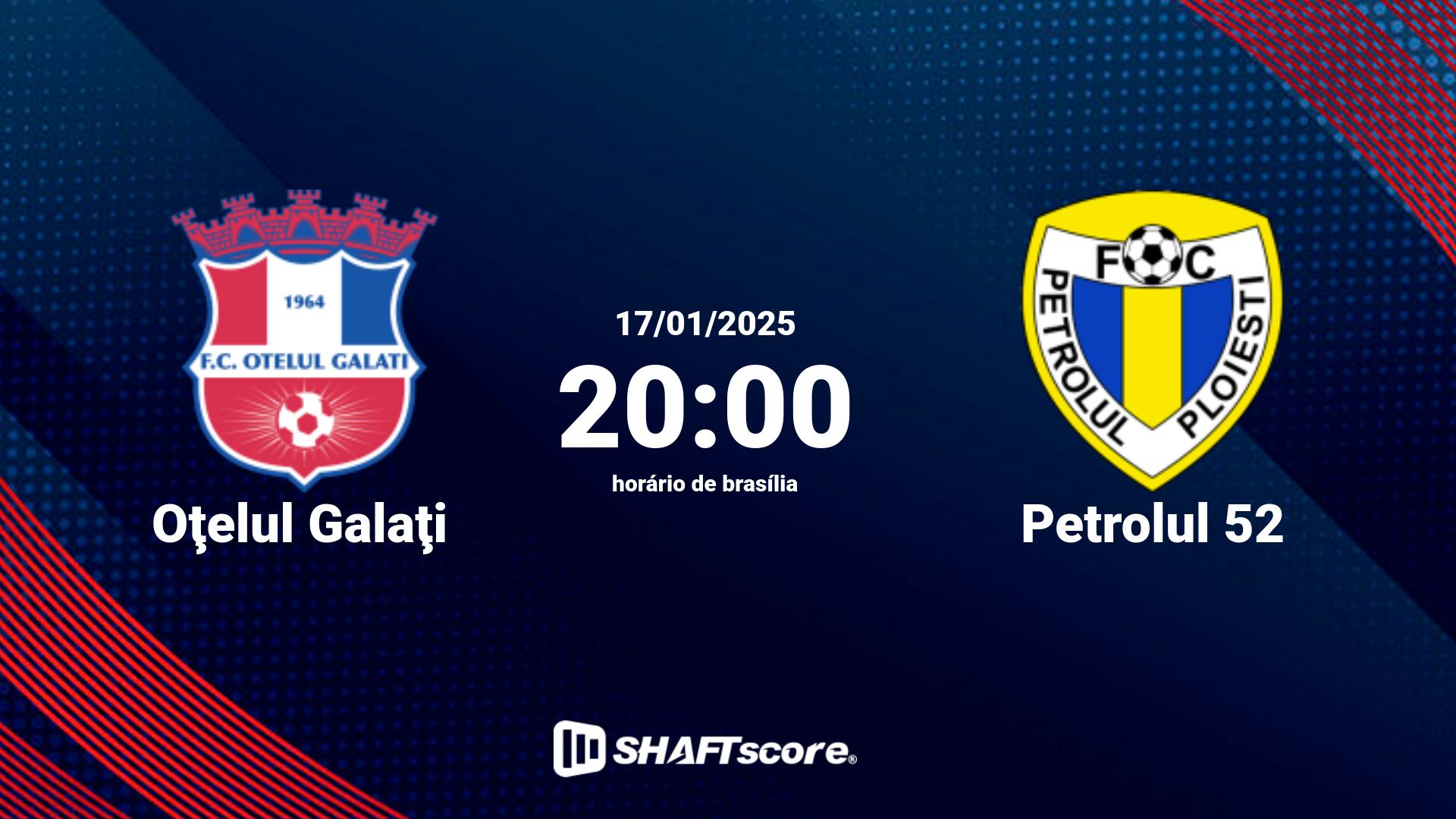 Estatísticas do jogo Oţelul Galaţi vs Petrolul 52 17.01 20:00