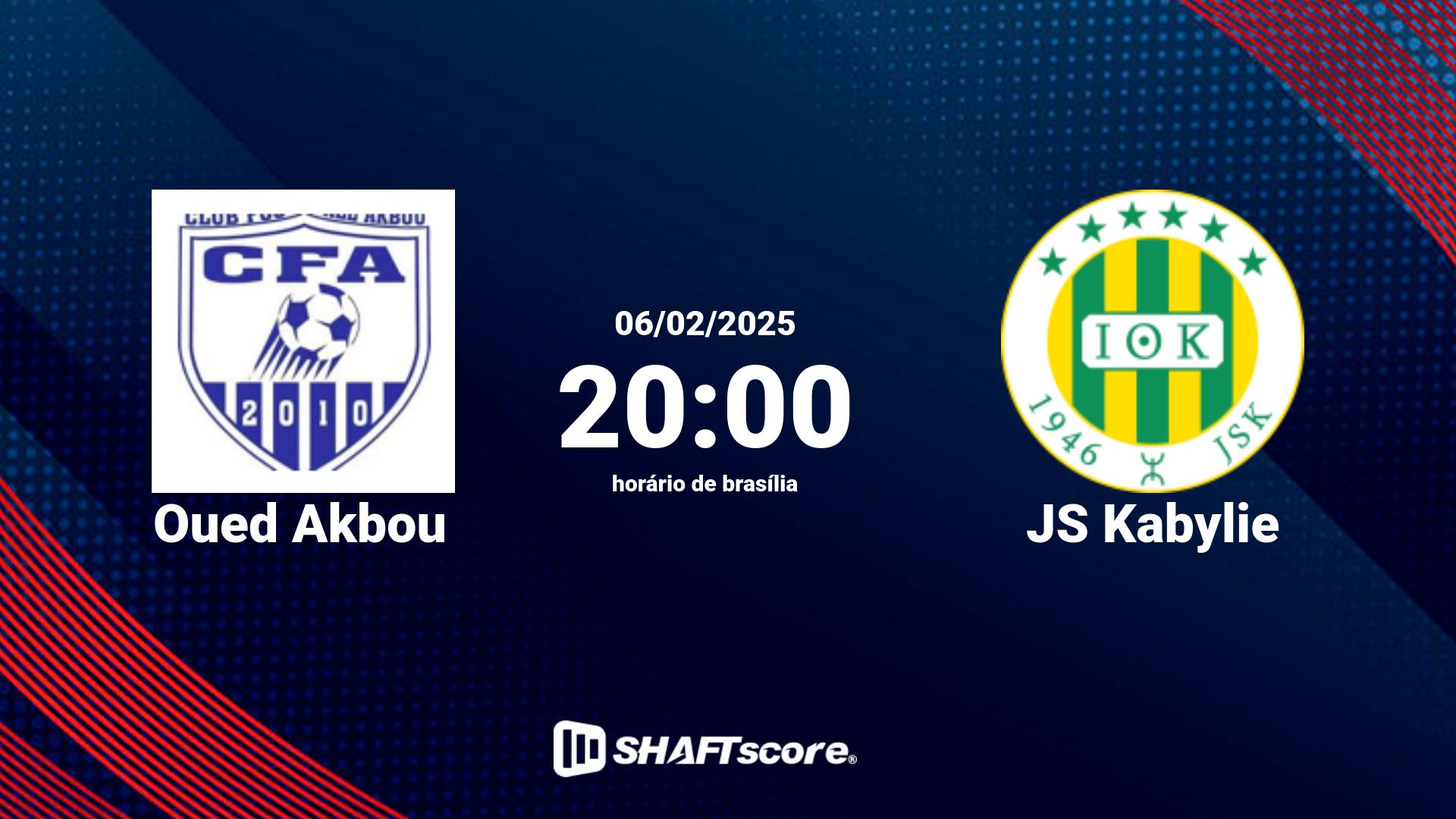 Estatísticas do jogo Oued Akbou vs JS Kabylie 06.02 20:00