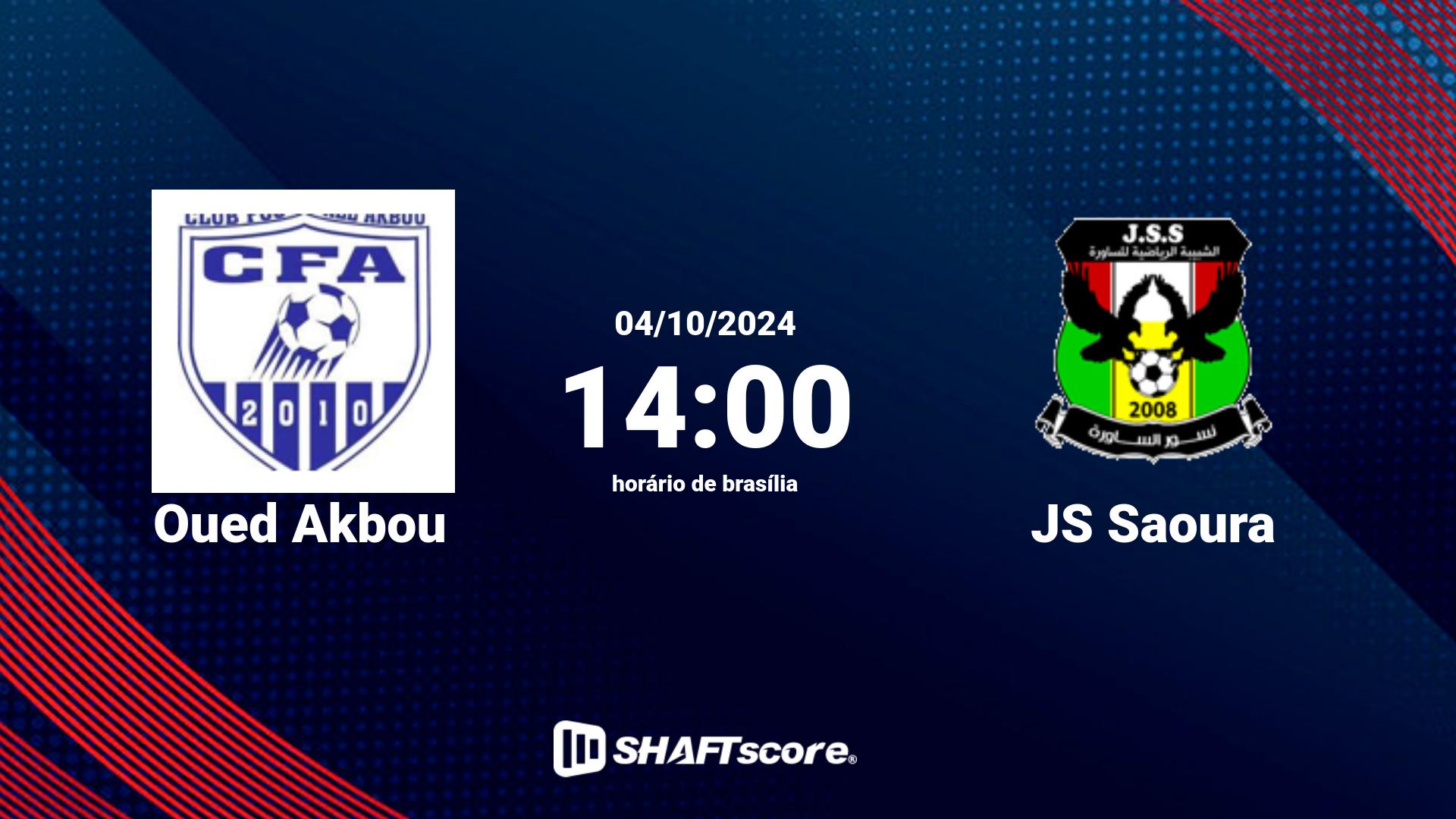 Estatísticas do jogo Oued Akbou vs JS Saoura 03.10 19:00