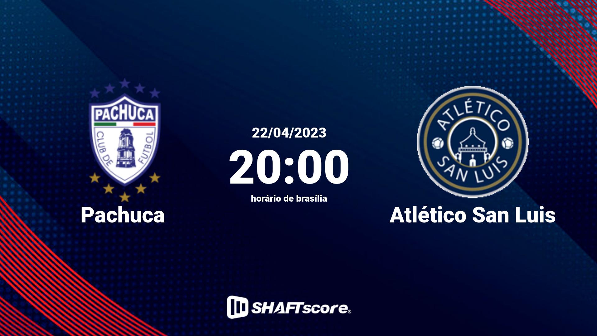 Estatísticas do jogo Pachuca vs Atlético San Luis 22.04 20:00