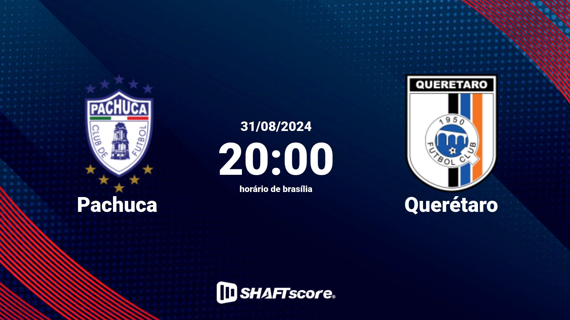 Estatísticas do jogo Pachuca vs Querétaro 31.08 20:00