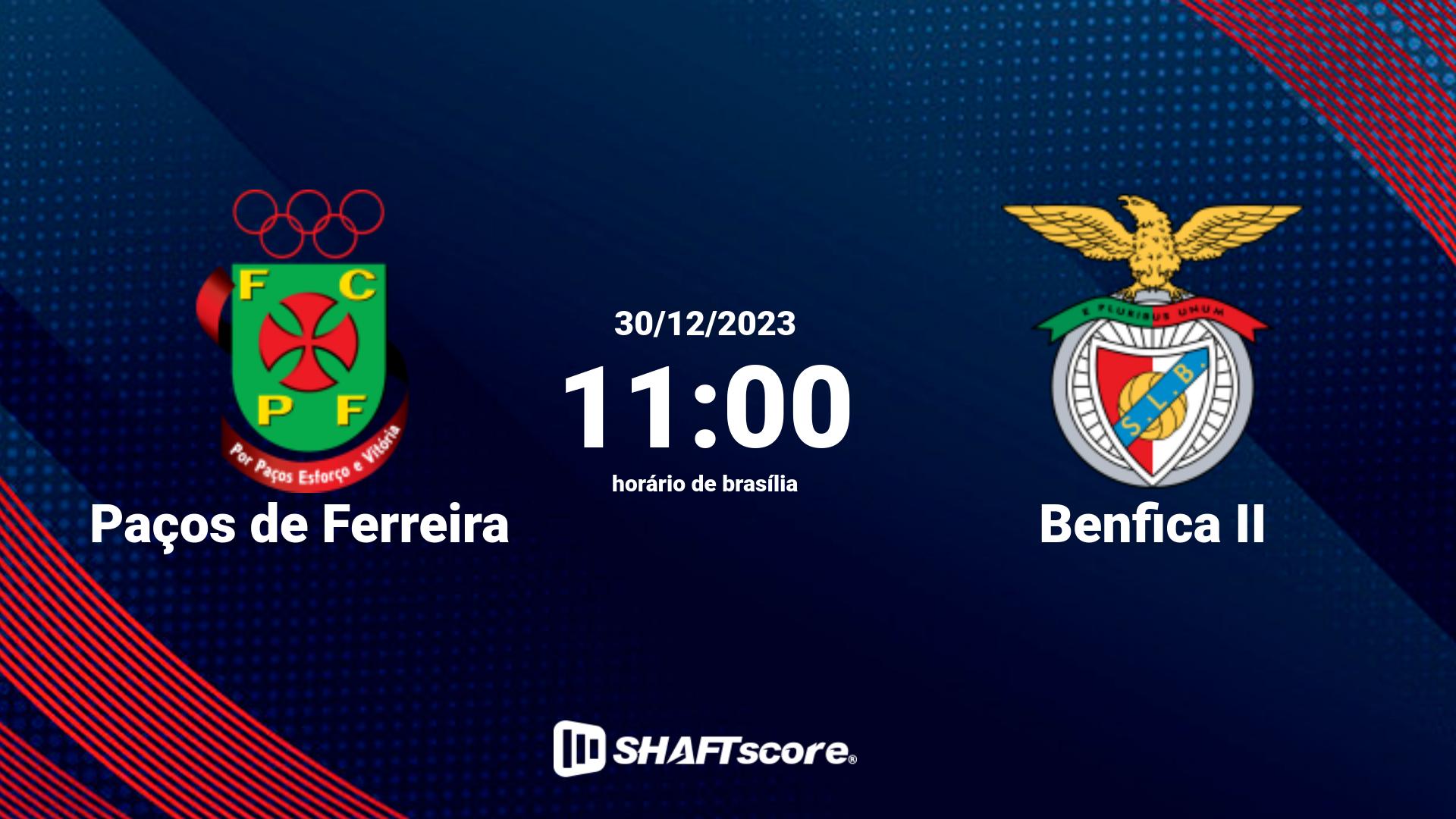 Estatísticas do jogo Paços de Ferreira vs Benfica II 30.12 11:00