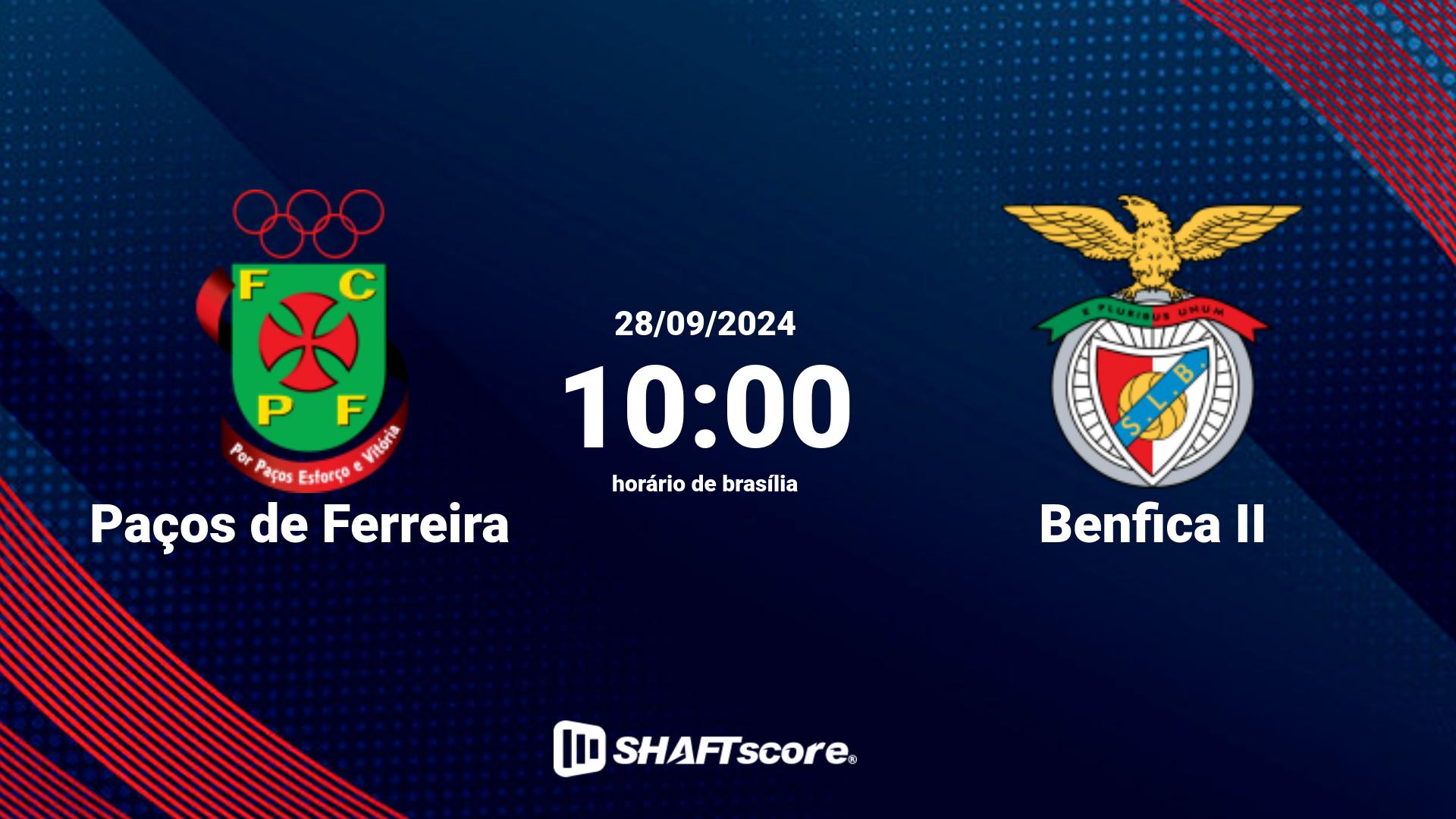 Estatísticas do jogo Paços de Ferreira vs Benfica II 28.09 10:00