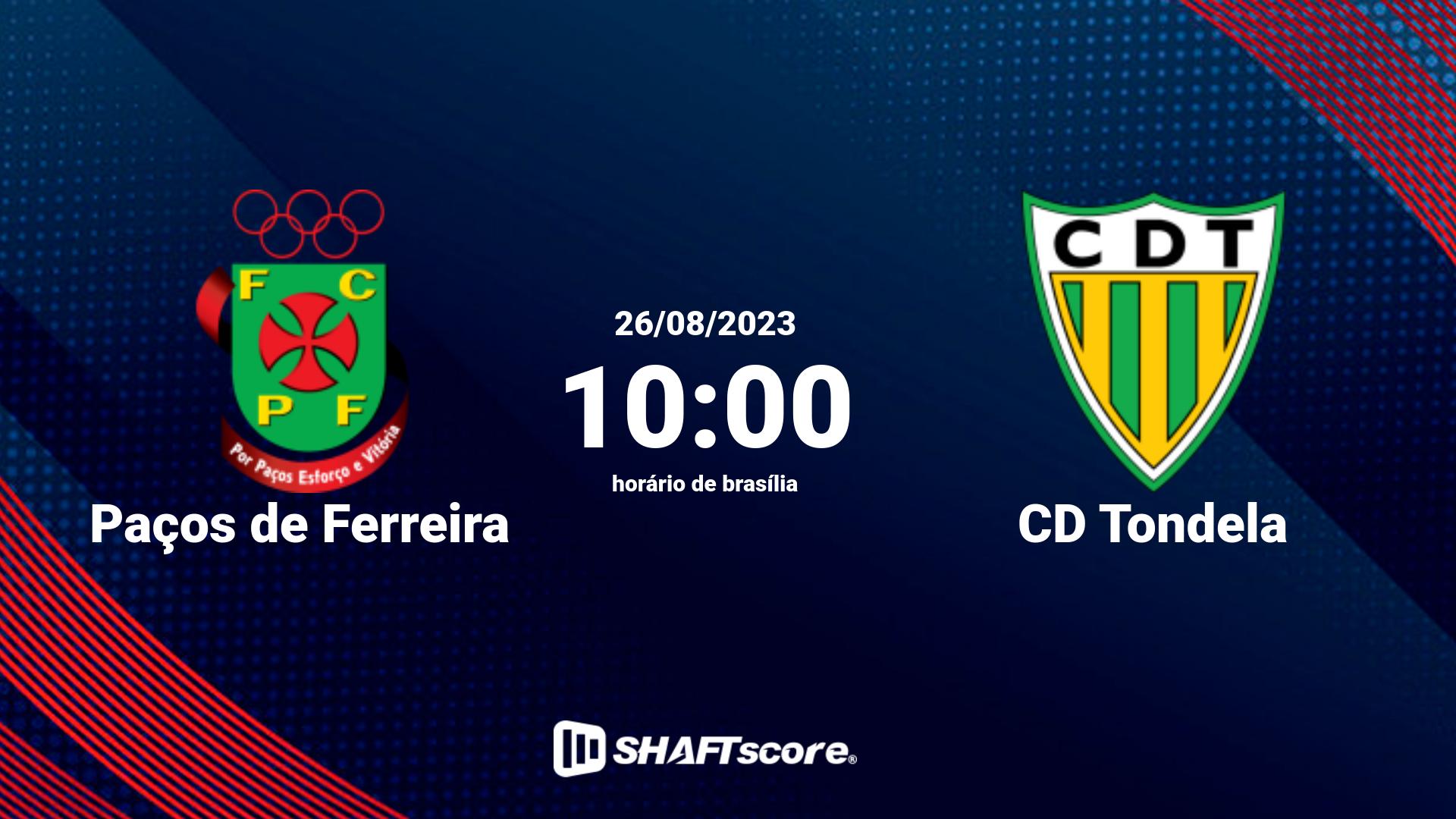 Estatísticas do jogo Paços de Ferreira vs CD Tondela 26.08 10:00