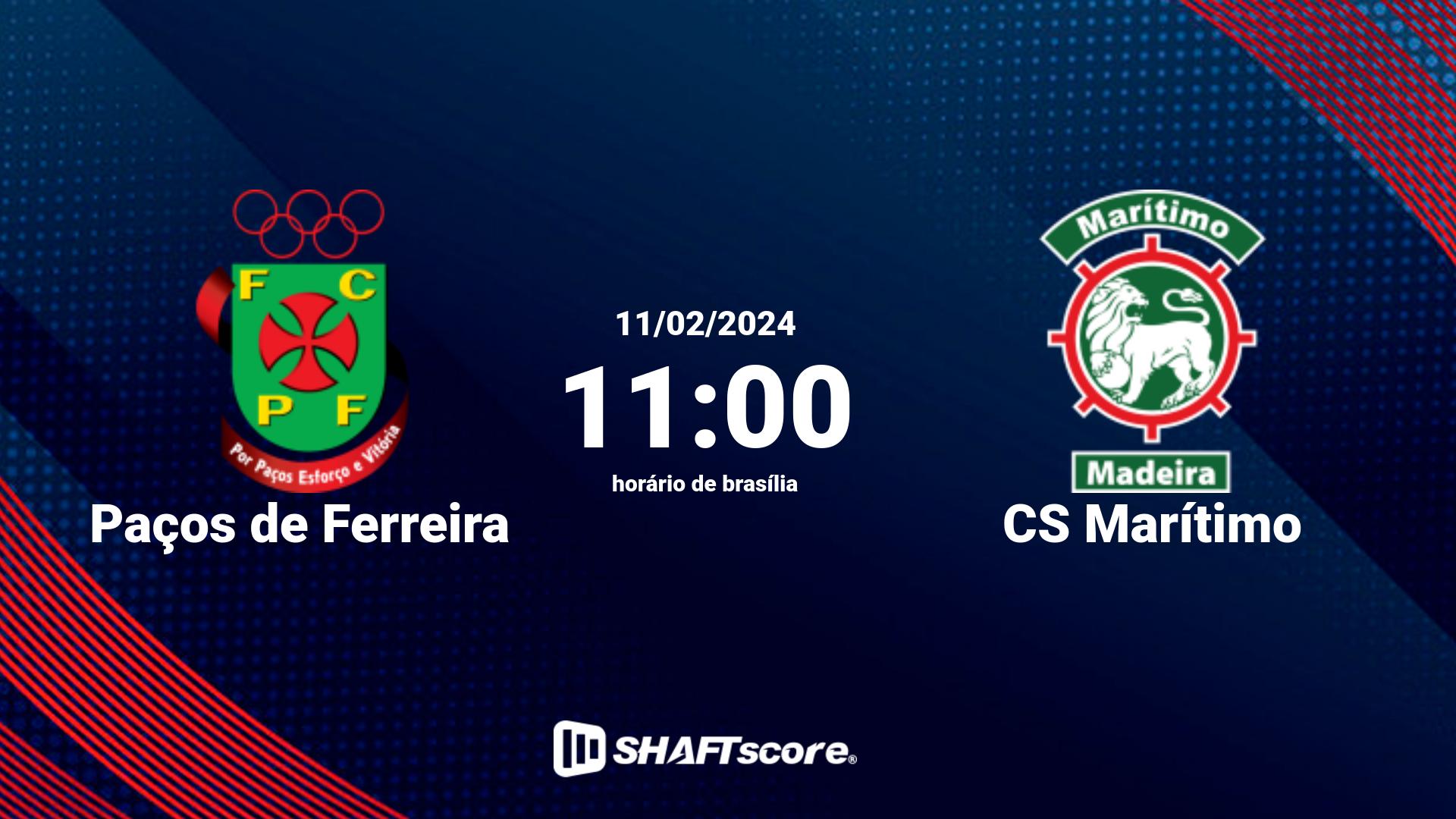 Estatísticas do jogo Paços de Ferreira vs CS Marítimo 11.02 11:00