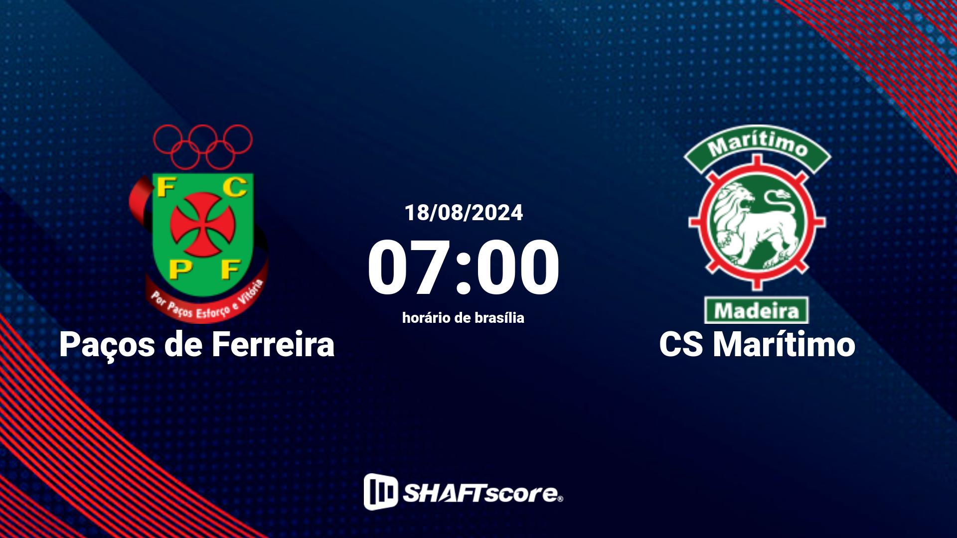 Estatísticas do jogo Paços de Ferreira vs CS Marítimo 18.08 07:00