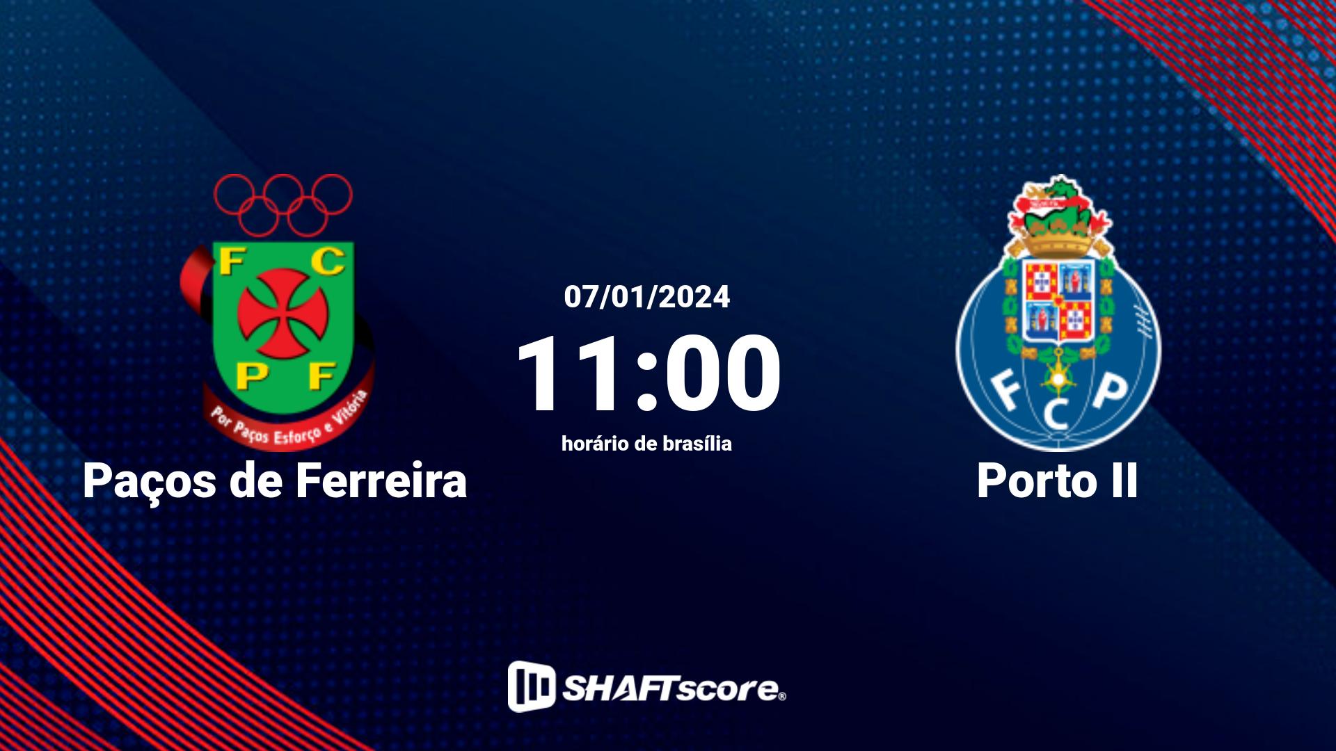 Estatísticas do jogo Paços de Ferreira vs Porto II 07.01 11:00