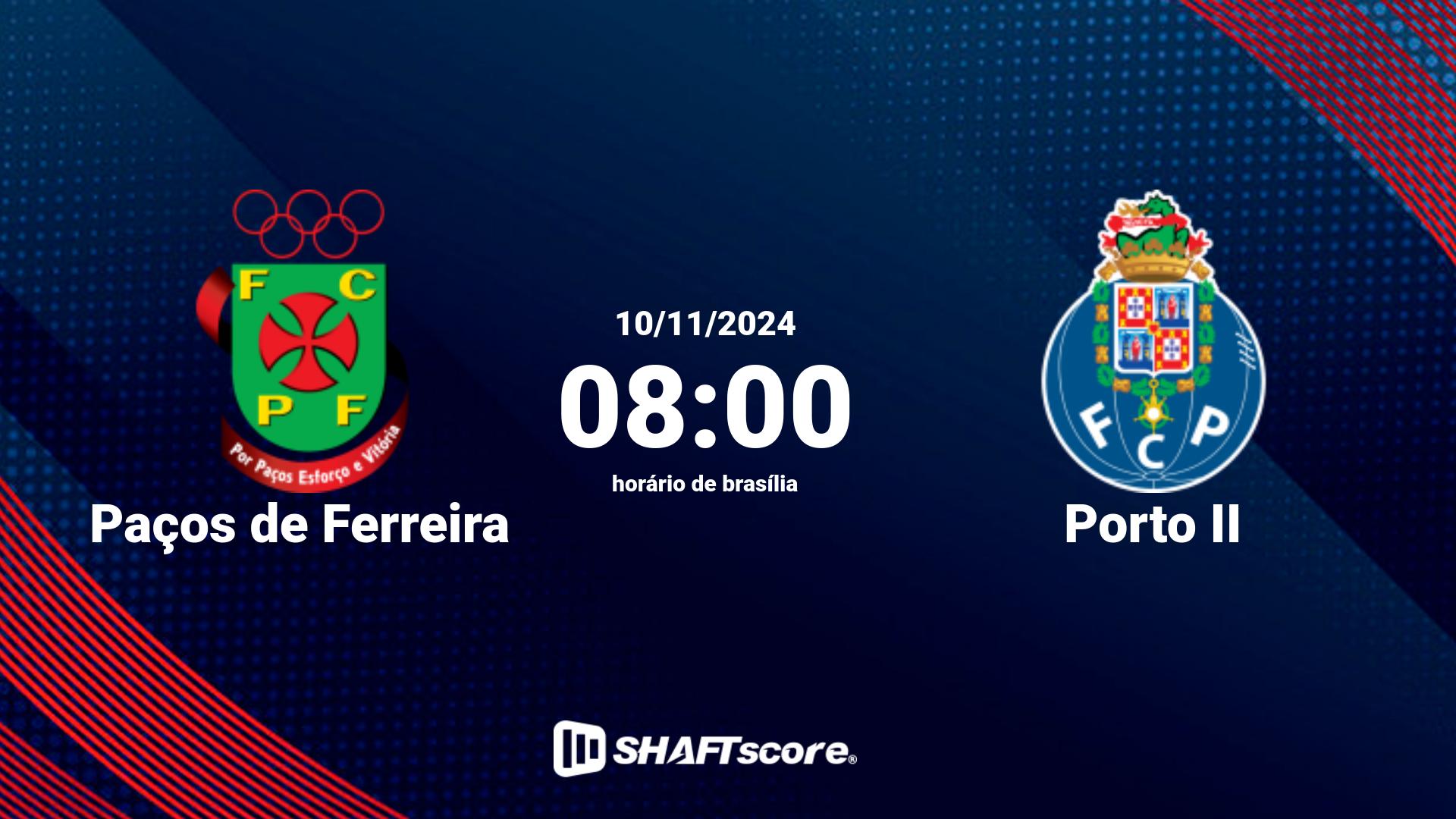 Estatísticas do jogo Paços de Ferreira vs Porto II 10.11 08:00