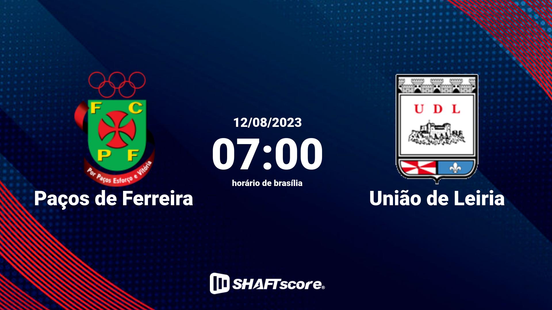 Estatísticas do jogo Paços de Ferreira vs União de Leiria 12.08 07:00