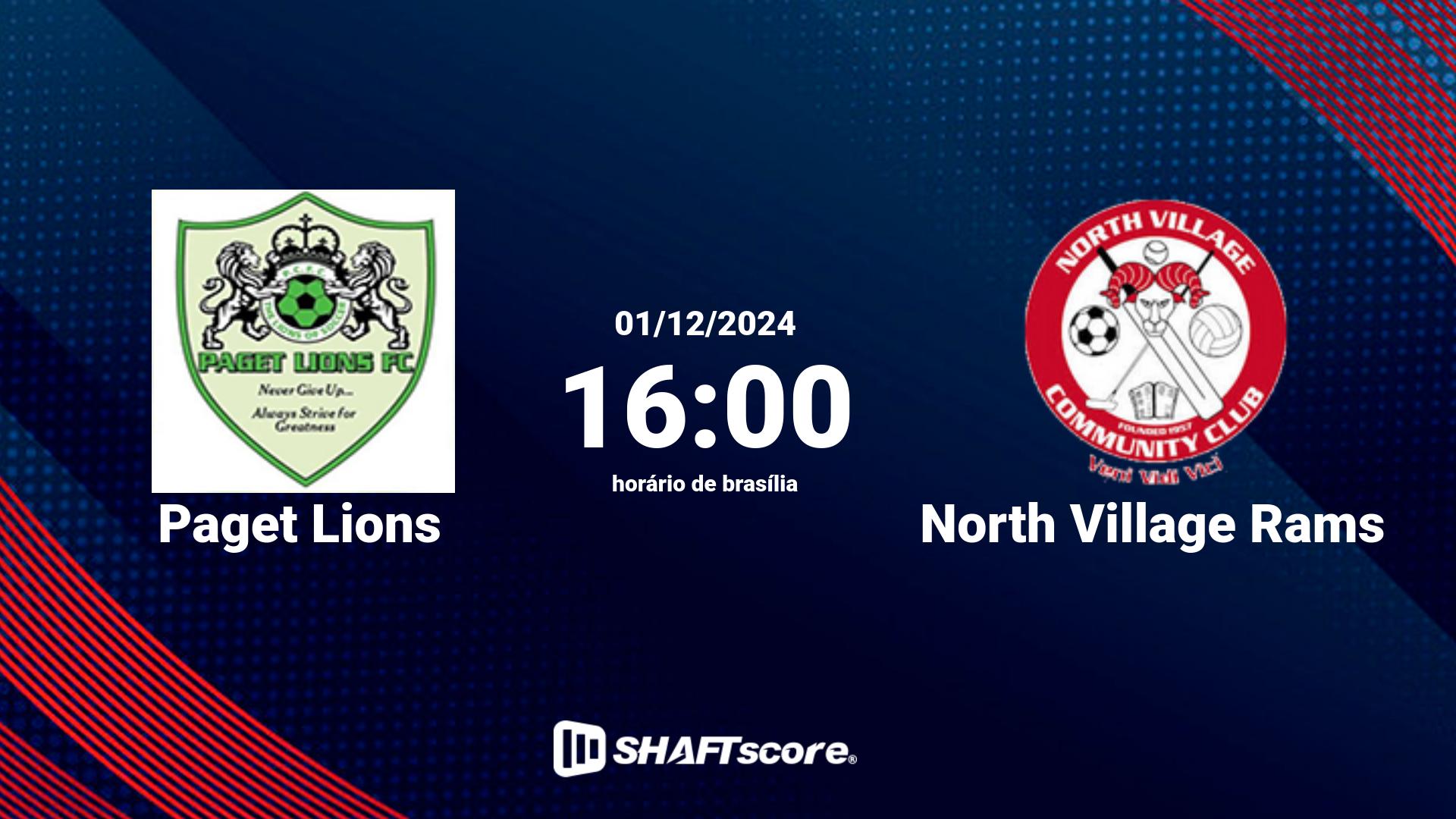 Estatísticas do jogo Paget Lions vs North Village Rams 01.12 16:00