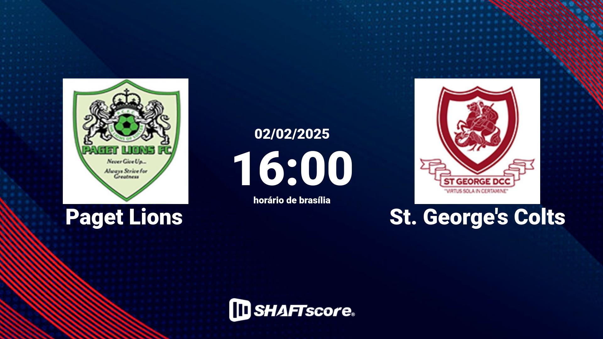 Estatísticas do jogo Paget Lions vs St. George's Colts 02.02 16:00