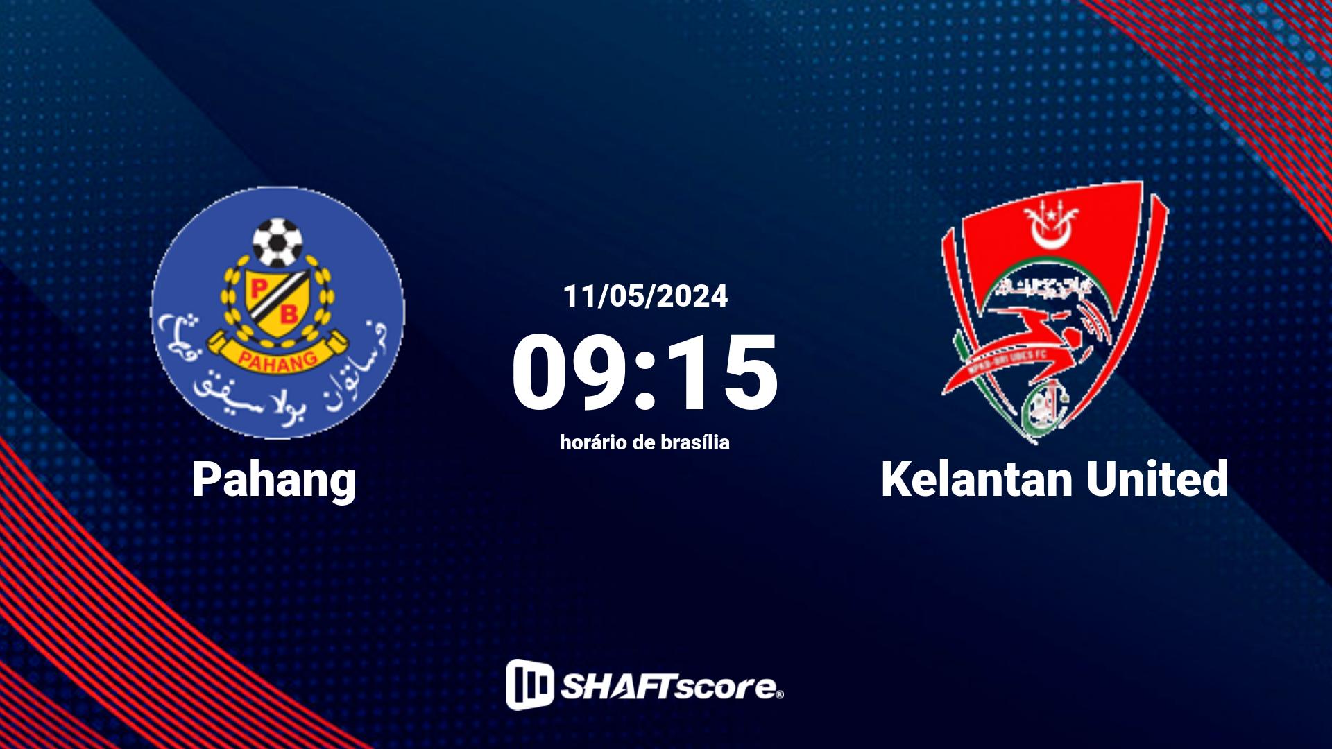 Estatísticas do jogo Pahang vs Kelantan United 11.05 09:15