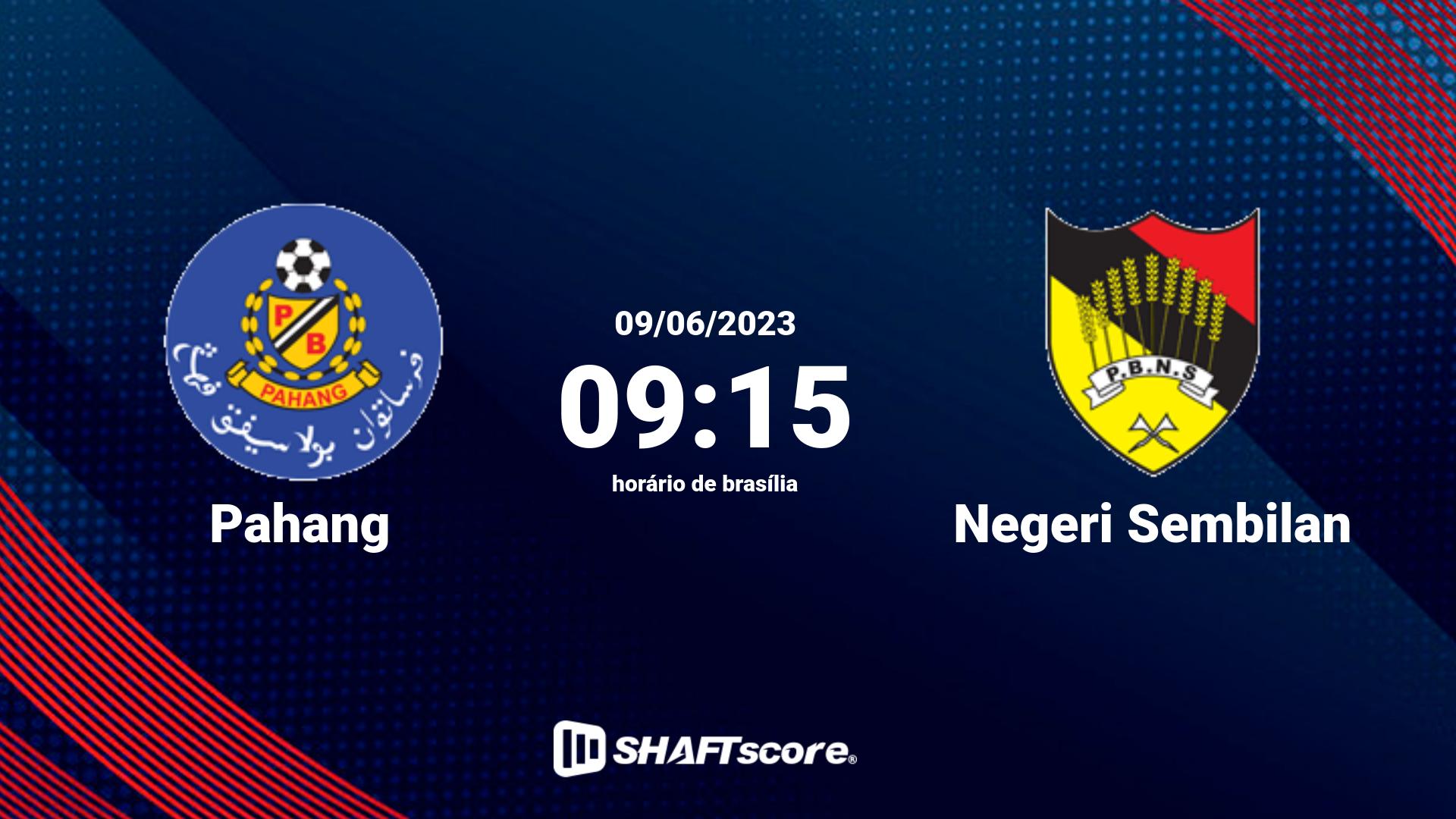 Estatísticas do jogo Pahang vs Negeri Sembilan 09.06 09:15