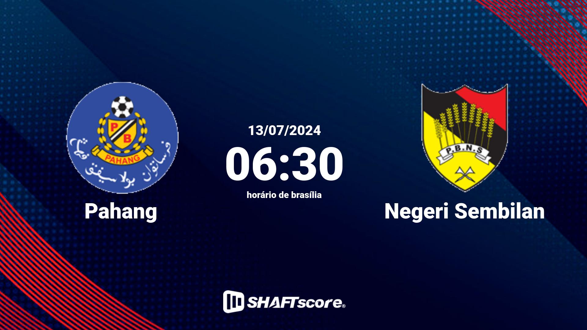 Estatísticas do jogo Pahang vs Negeri Sembilan 13.07 06:30