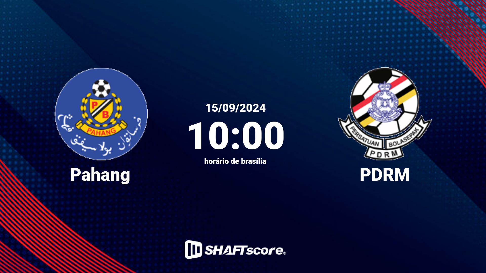Estatísticas do jogo Pahang vs PDRM 15.09 10:00