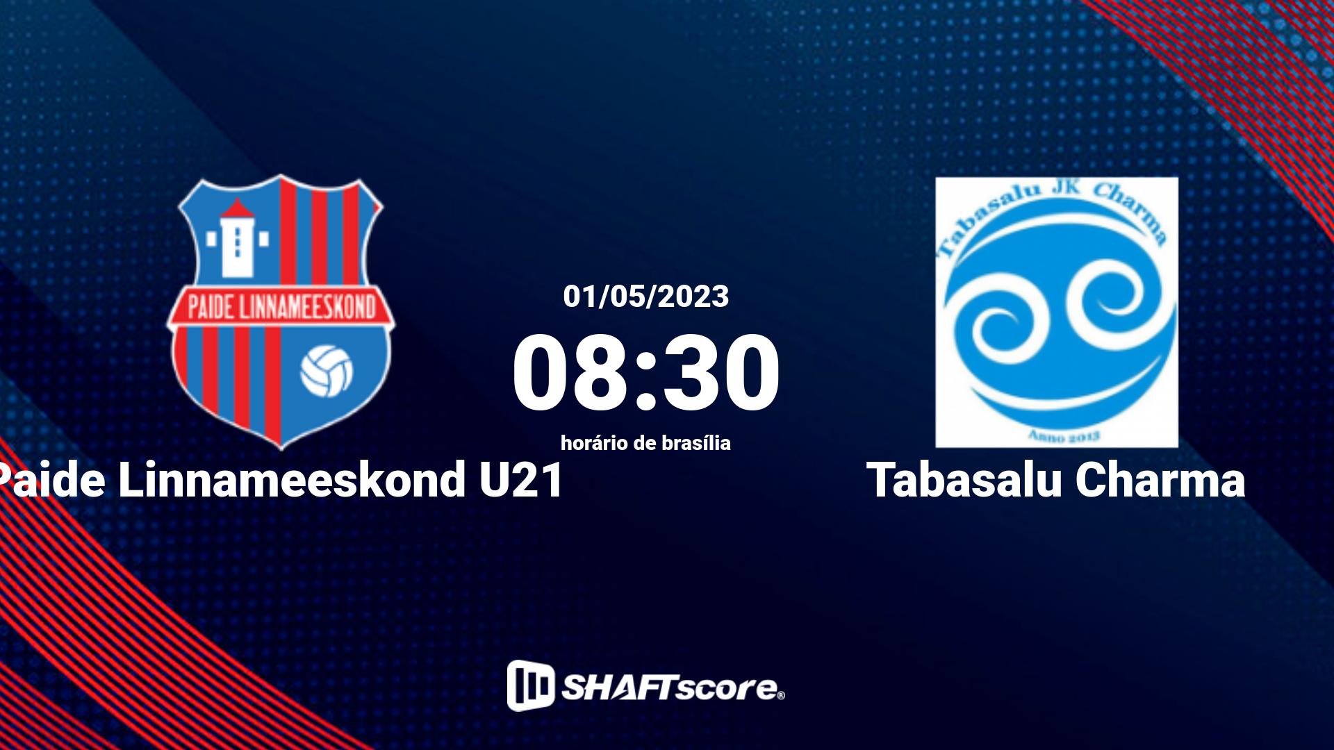 Estatísticas do jogo Paide Linnameeskond U21 vs Tabasalu Charma 01.05 08:30