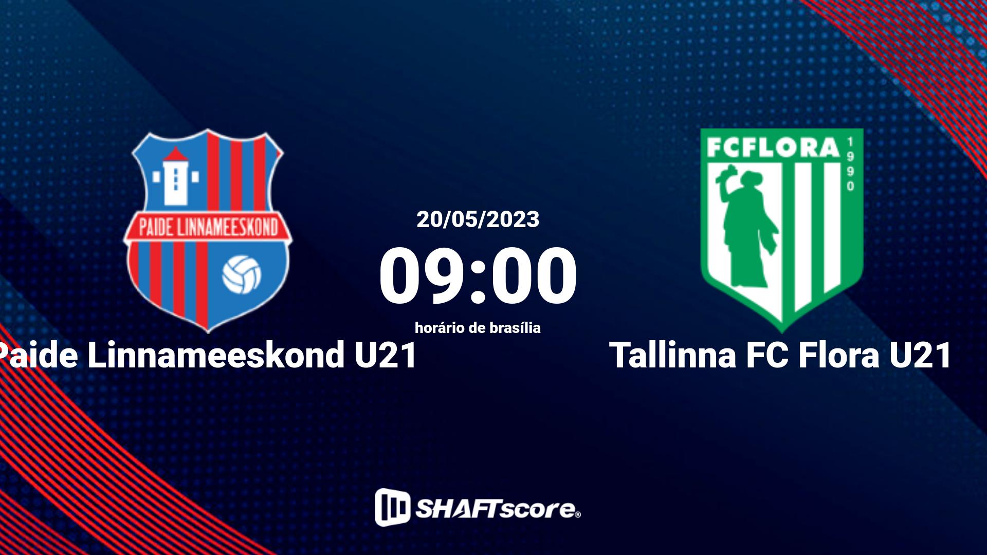 Estatísticas do jogo Paide Linnameeskond U21 vs Tallinna FC Flora U21 20.05 09:00