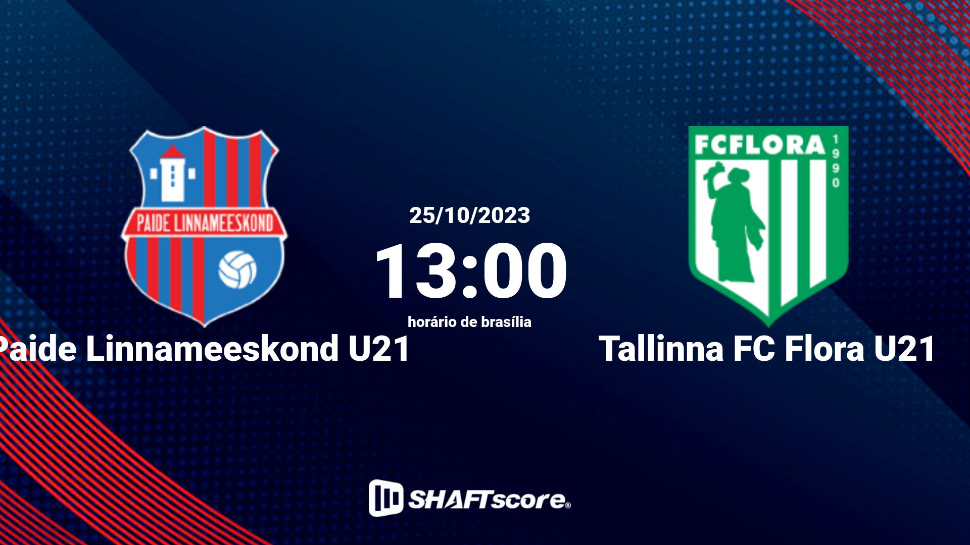 Estatísticas do jogo Paide Linnameeskond U21 vs Tallinna FC Flora U21 25.10 13:00