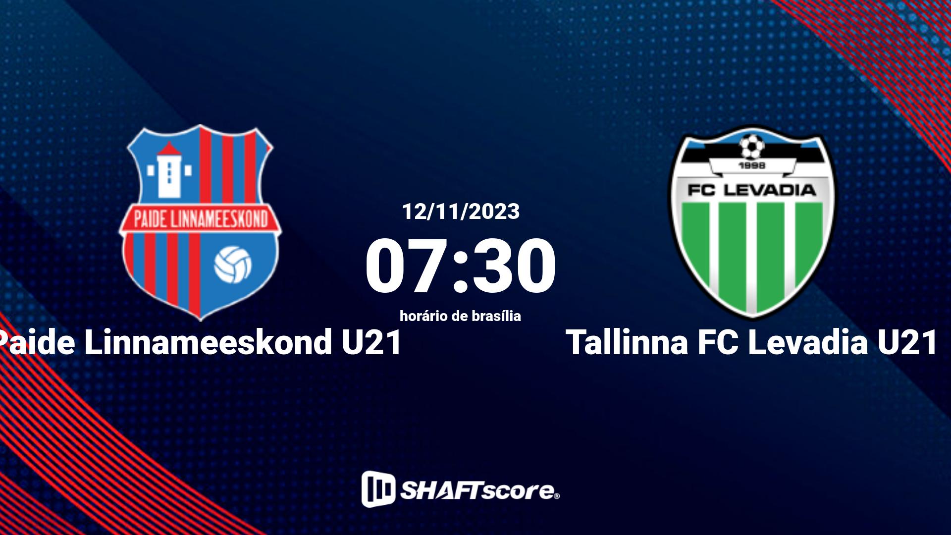 Estatísticas do jogo Paide Linnameeskond U21 vs Tallinna FC Levadia U21 12.11 07:30