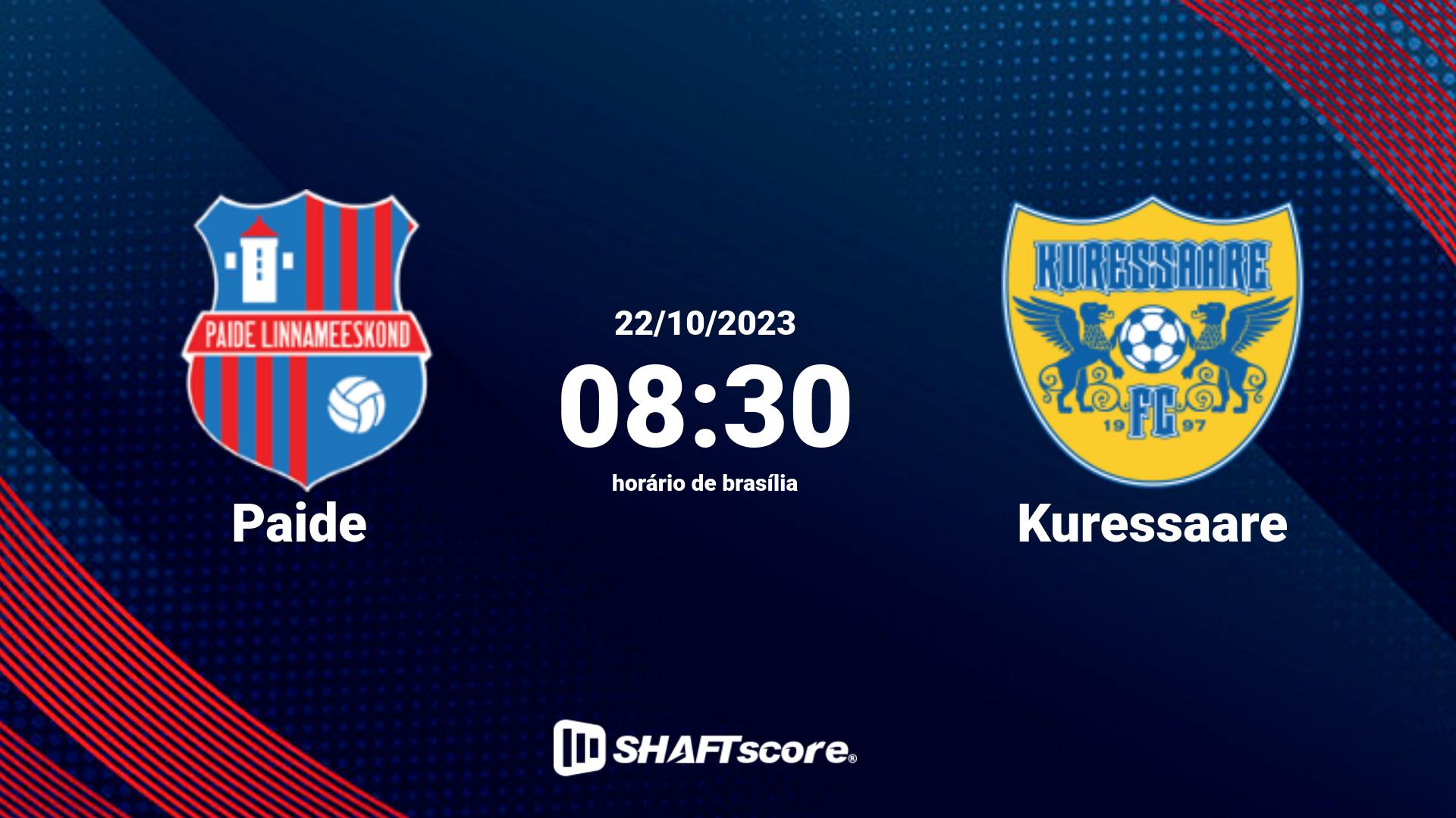 Estatísticas do jogo Paide vs Kuressaare 22.10 08:30