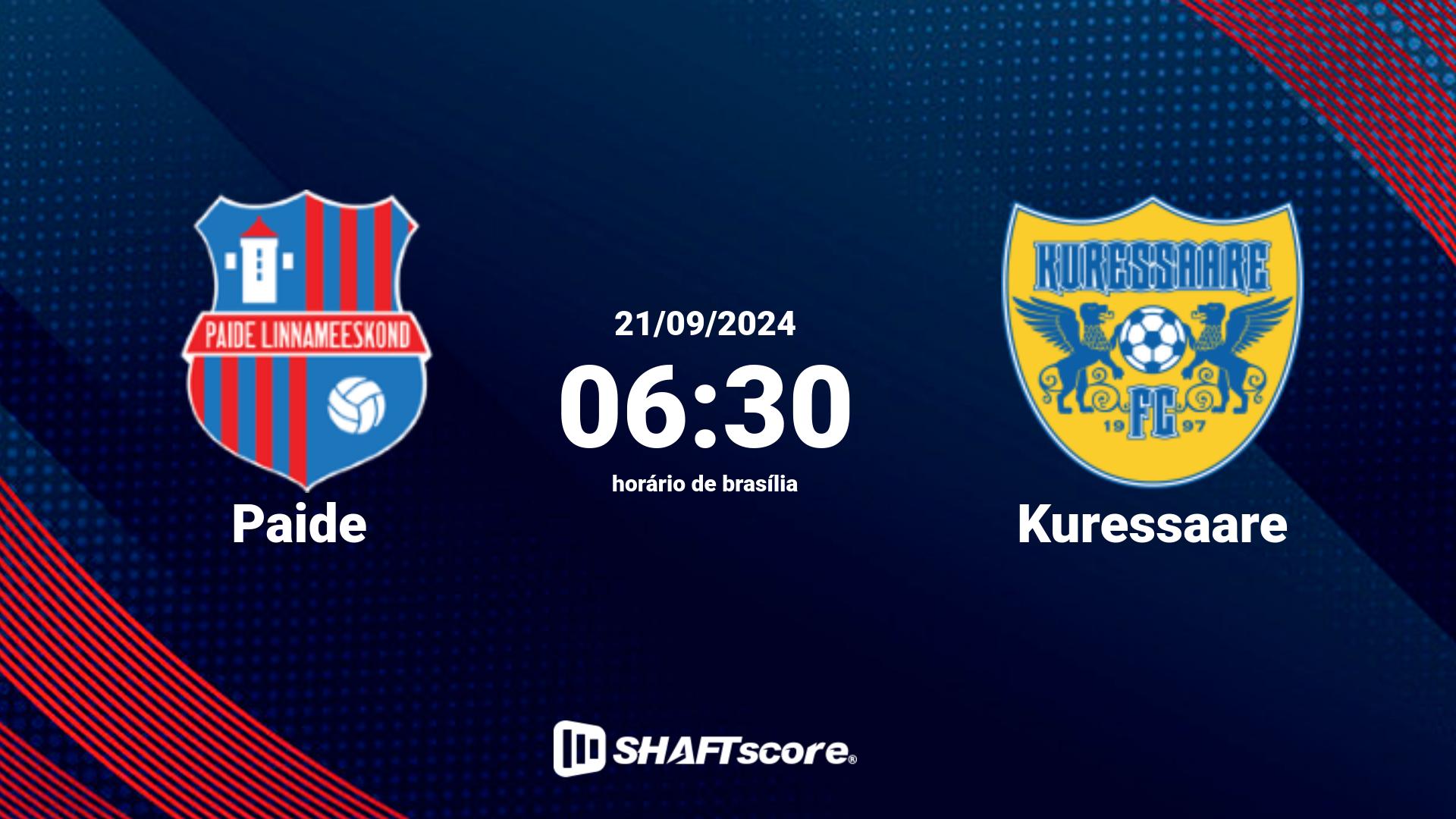 Estatísticas do jogo Paide vs Kuressaare 21.09 06:30