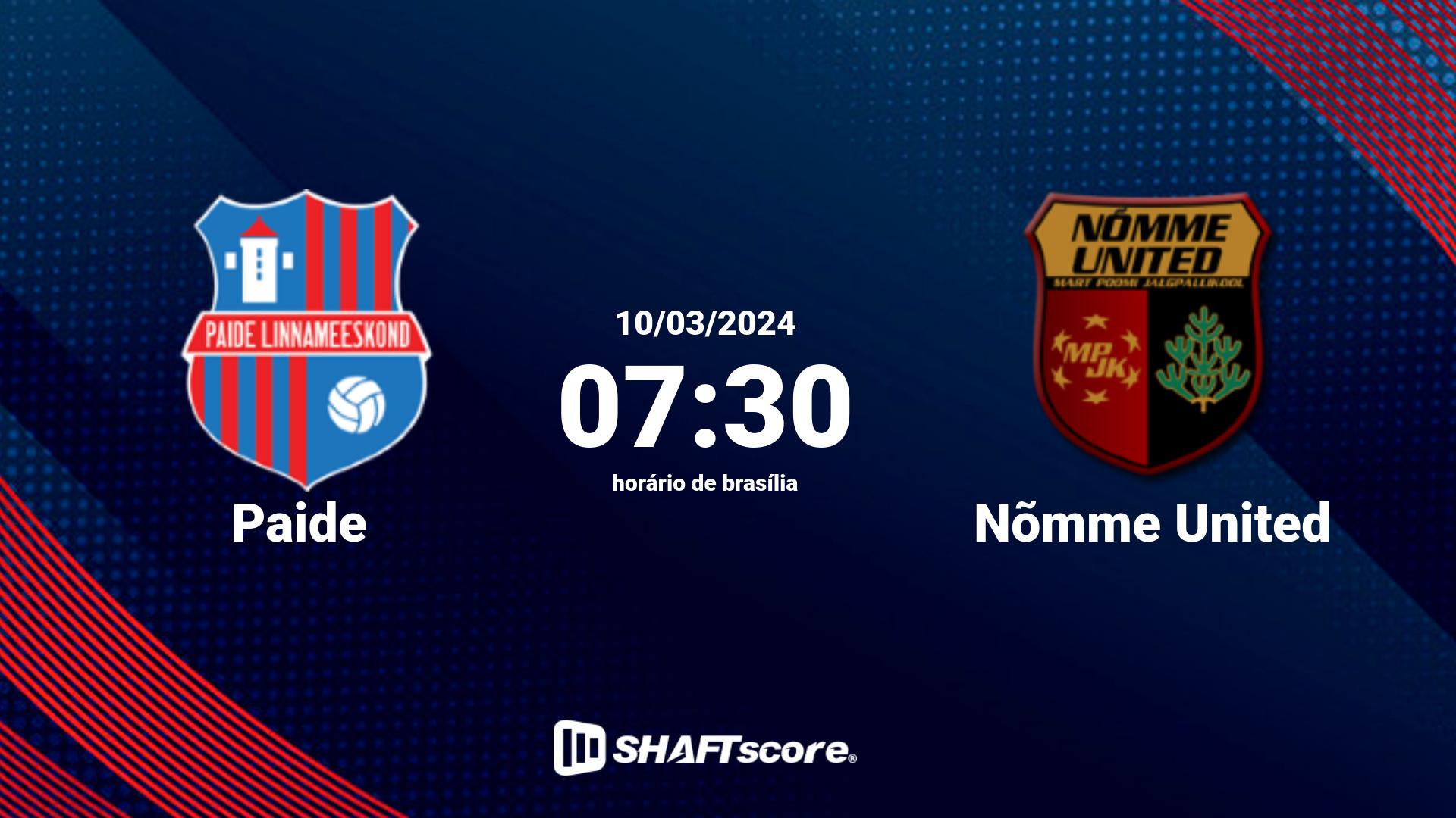 Estatísticas do jogo Paide vs Nõmme United 10.03 07:30