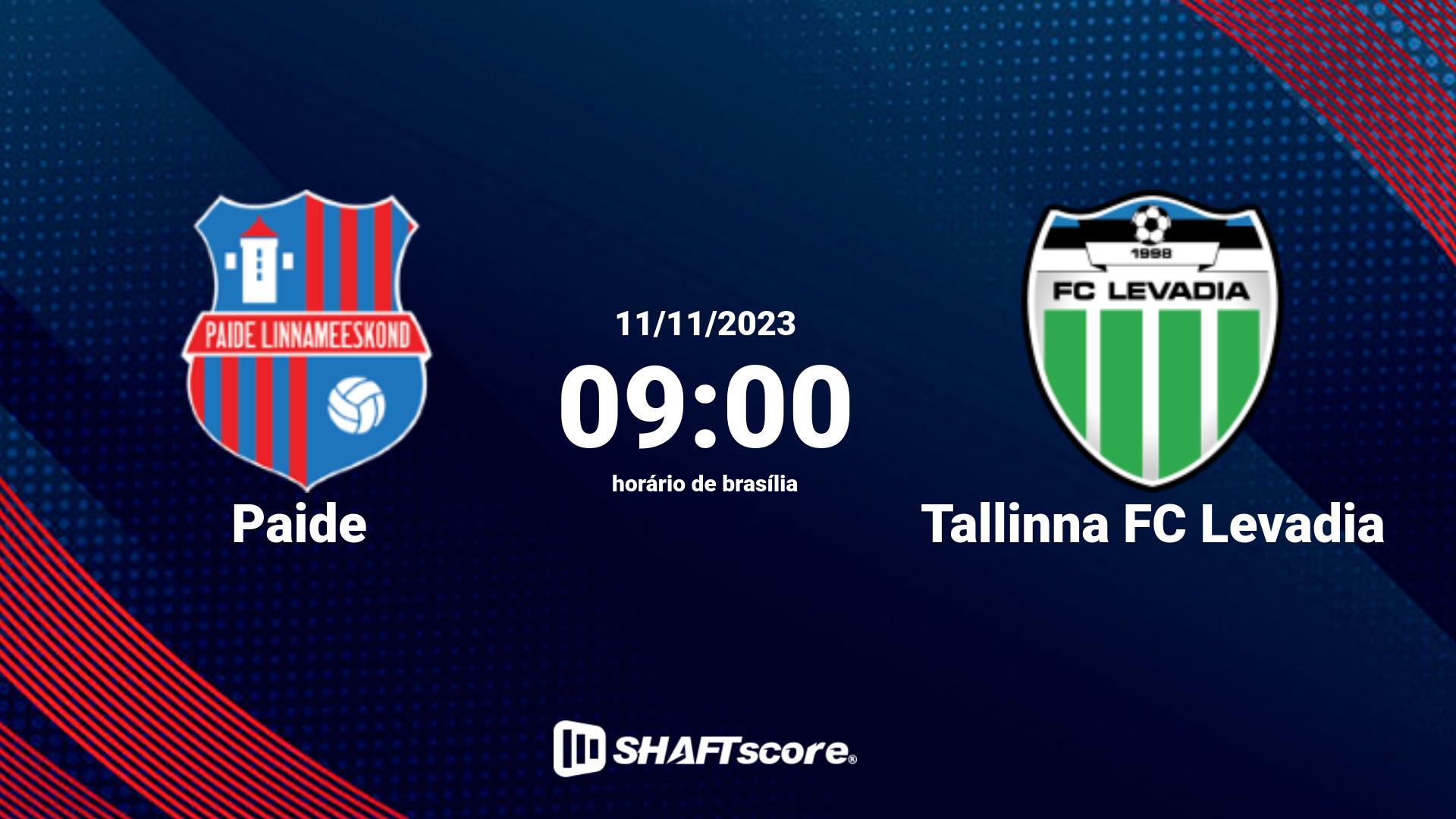 Estatísticas do jogo Paide vs Tallinna FC Levadia 11.11 09:00