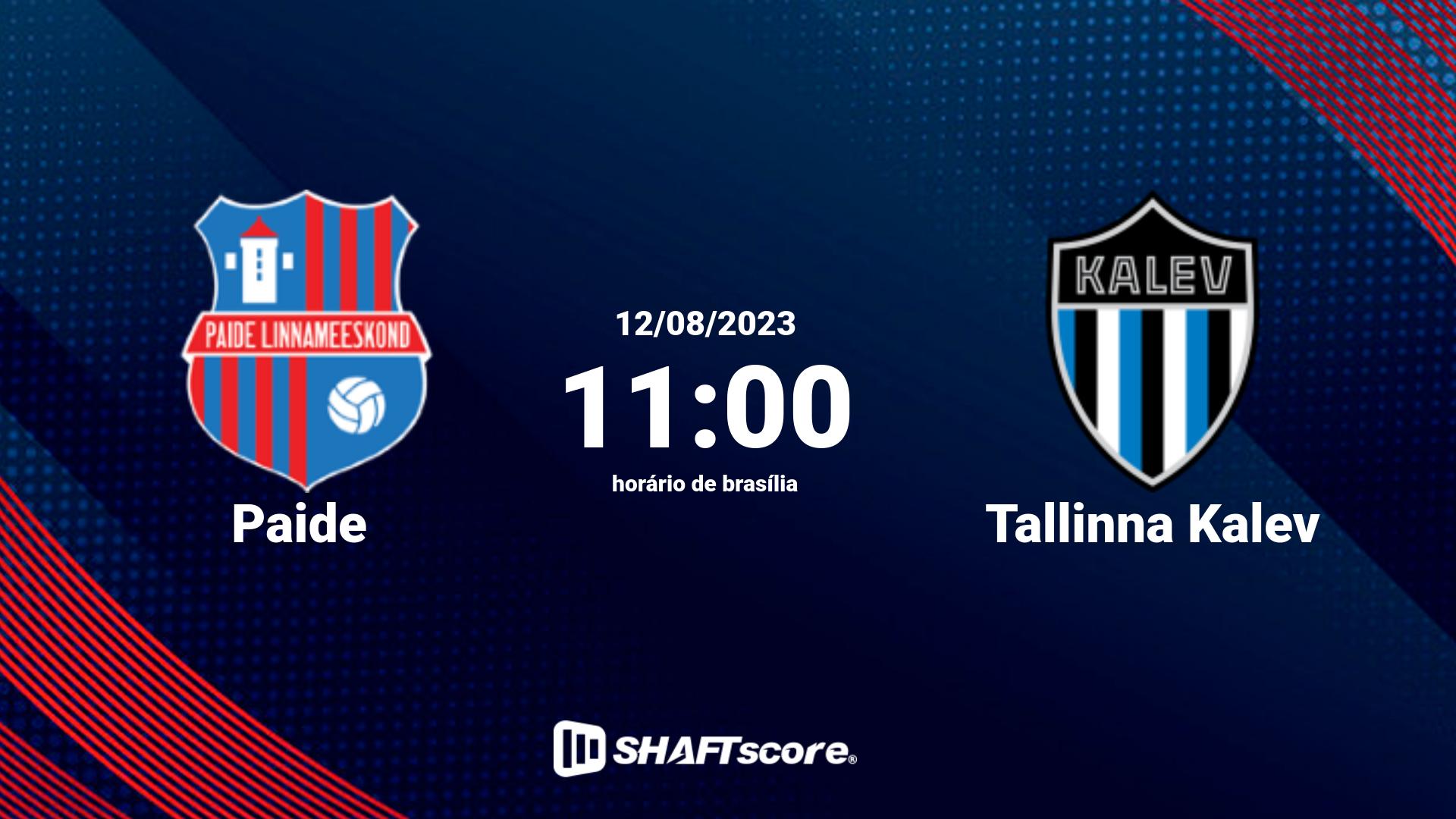 Estatísticas do jogo Paide vs Tallinna Kalev 12.08 11:00